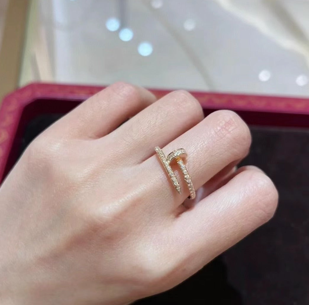 rose gold crystal rose Ring for women - alternate angle view 3