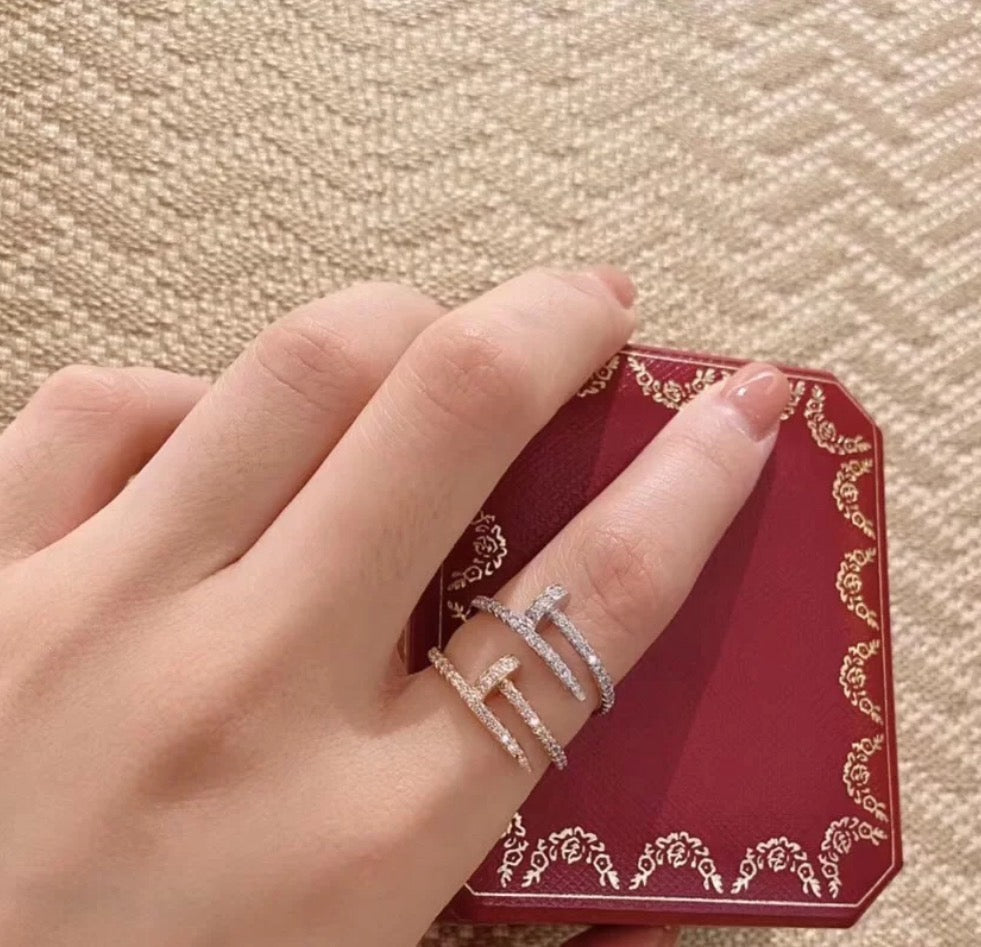 rose gold crystal rose Ring for women - alternate angle view 7