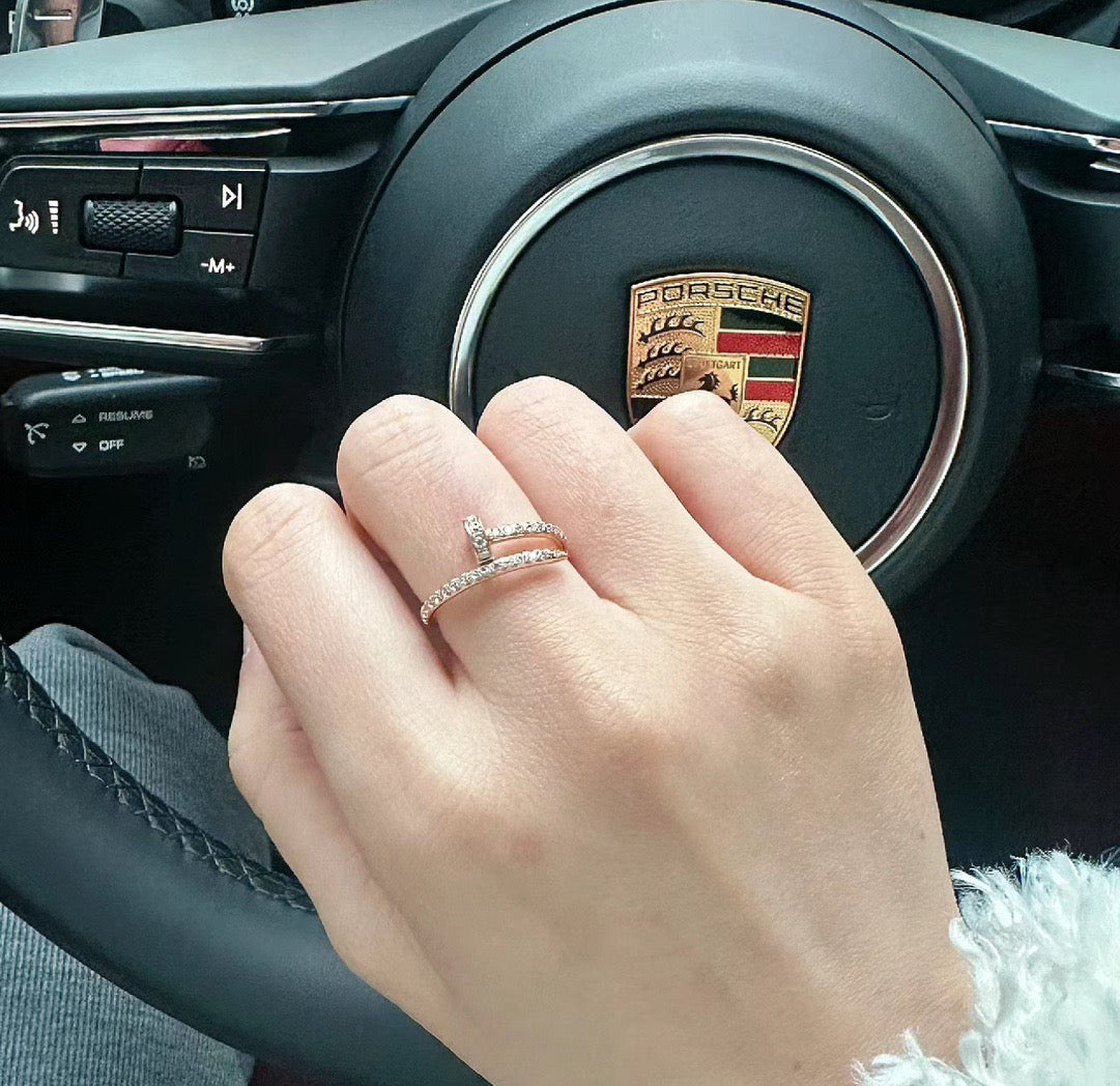 rose gold crystal rose Ring for women - alternate angle view 8