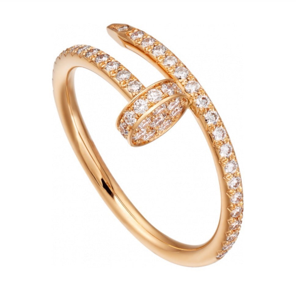 rose gold crystal rose Ring for women - alternate angle view 2