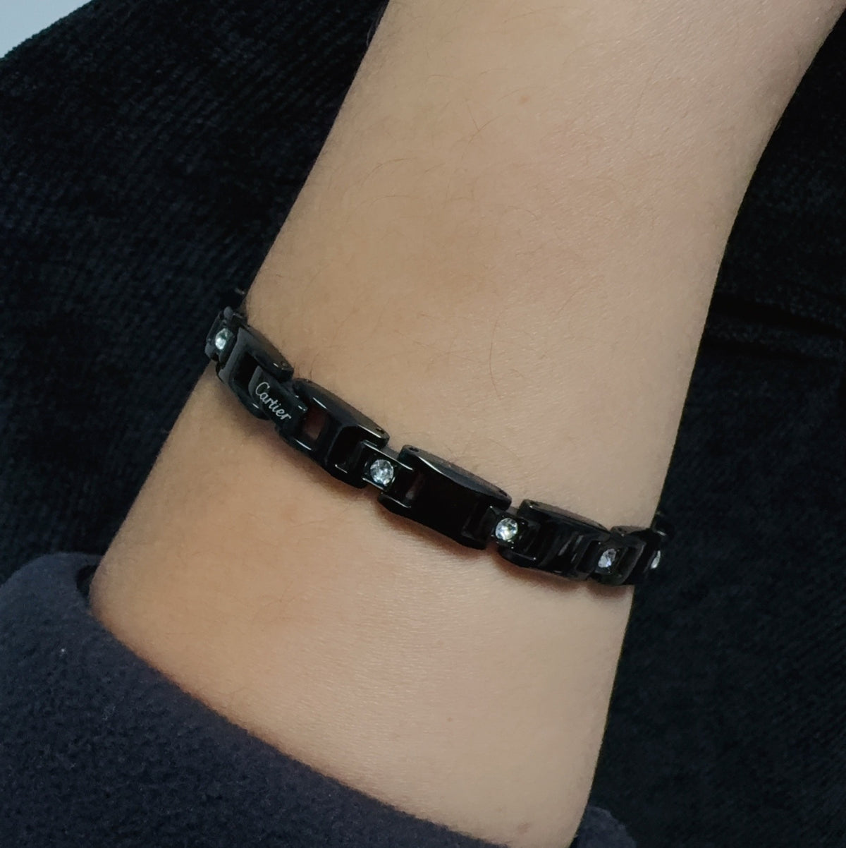 gold crystal chain Bracelet for men - alternate angle view 3