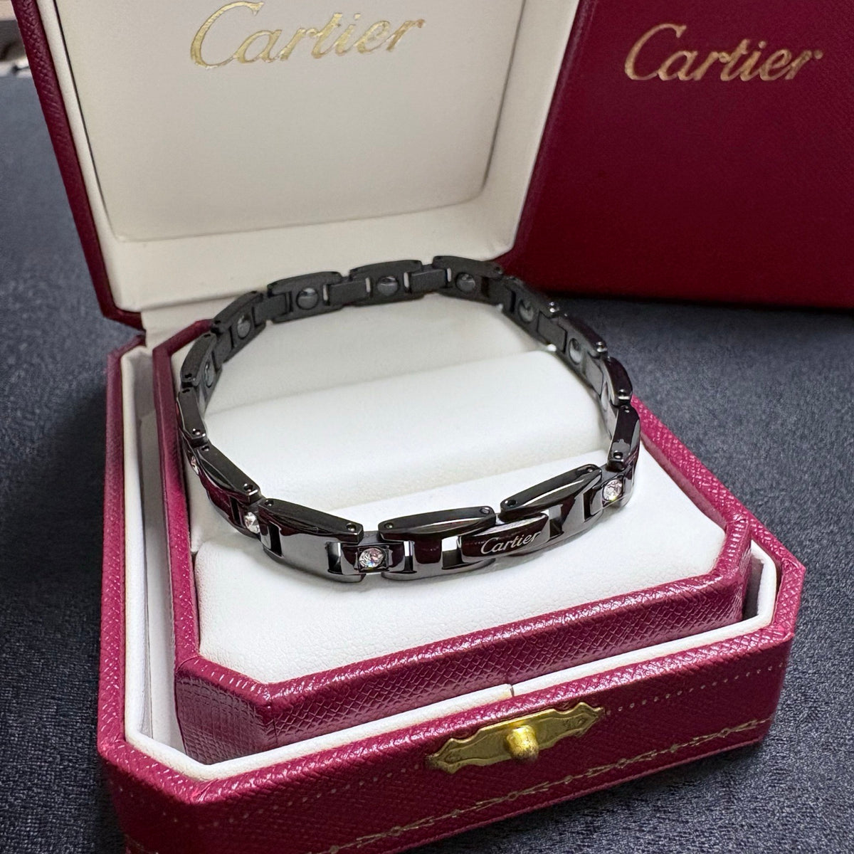 gold crystal chain Bracelet for men - alternate angle view 5