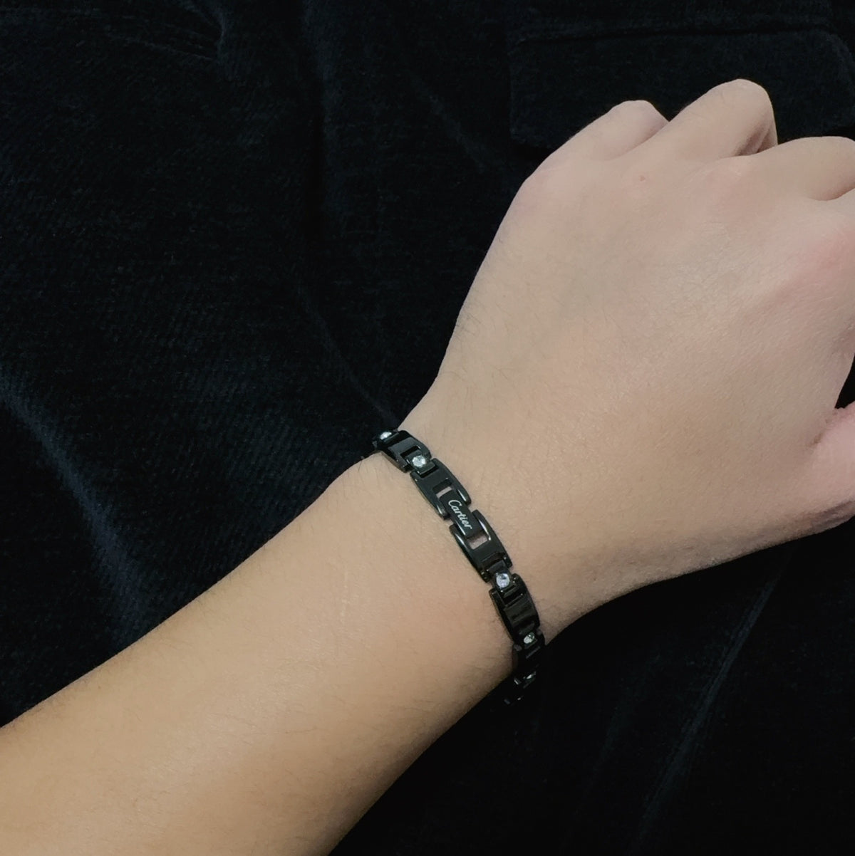 gold crystal chain Bracelet for men - alternate angle view 2