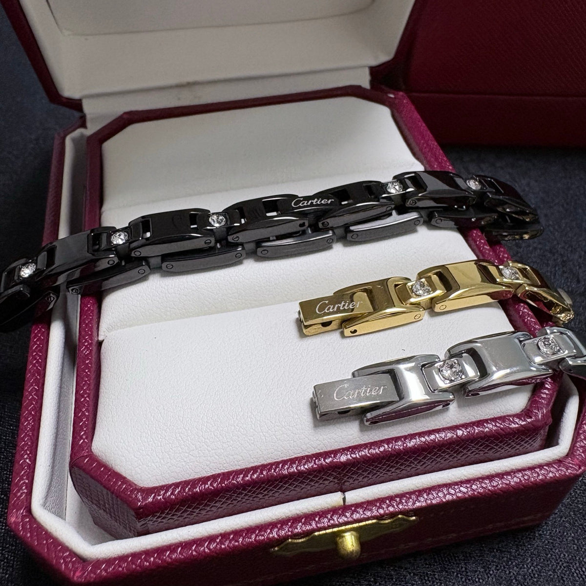 gold crystal chain Bracelet for men - alternate angle view 4