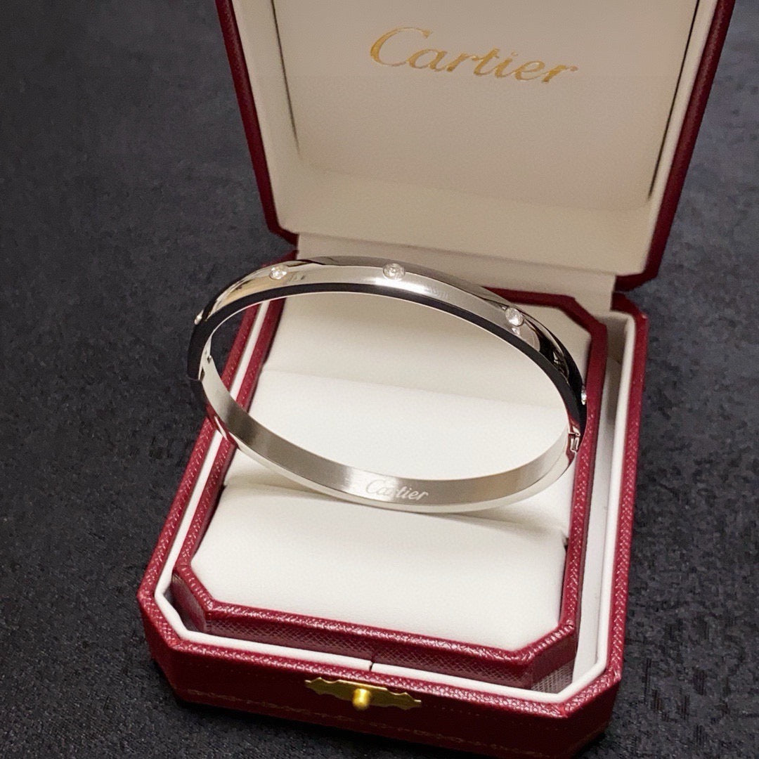 white crystal crystal inlaid Bangle for women - alternate angle view 7