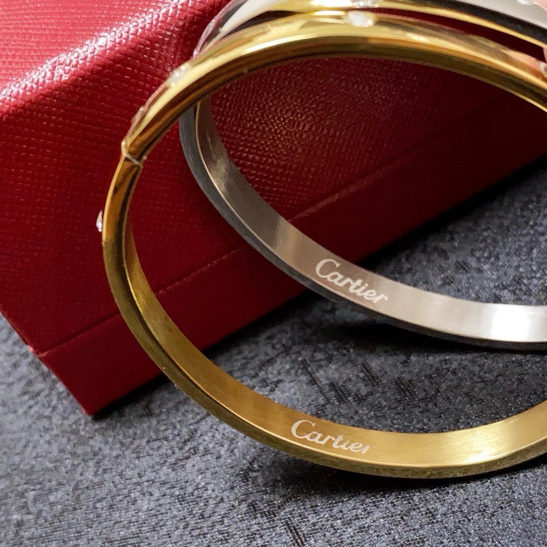 white crystal crystal inlaid Bangle for women - alternate angle view 5