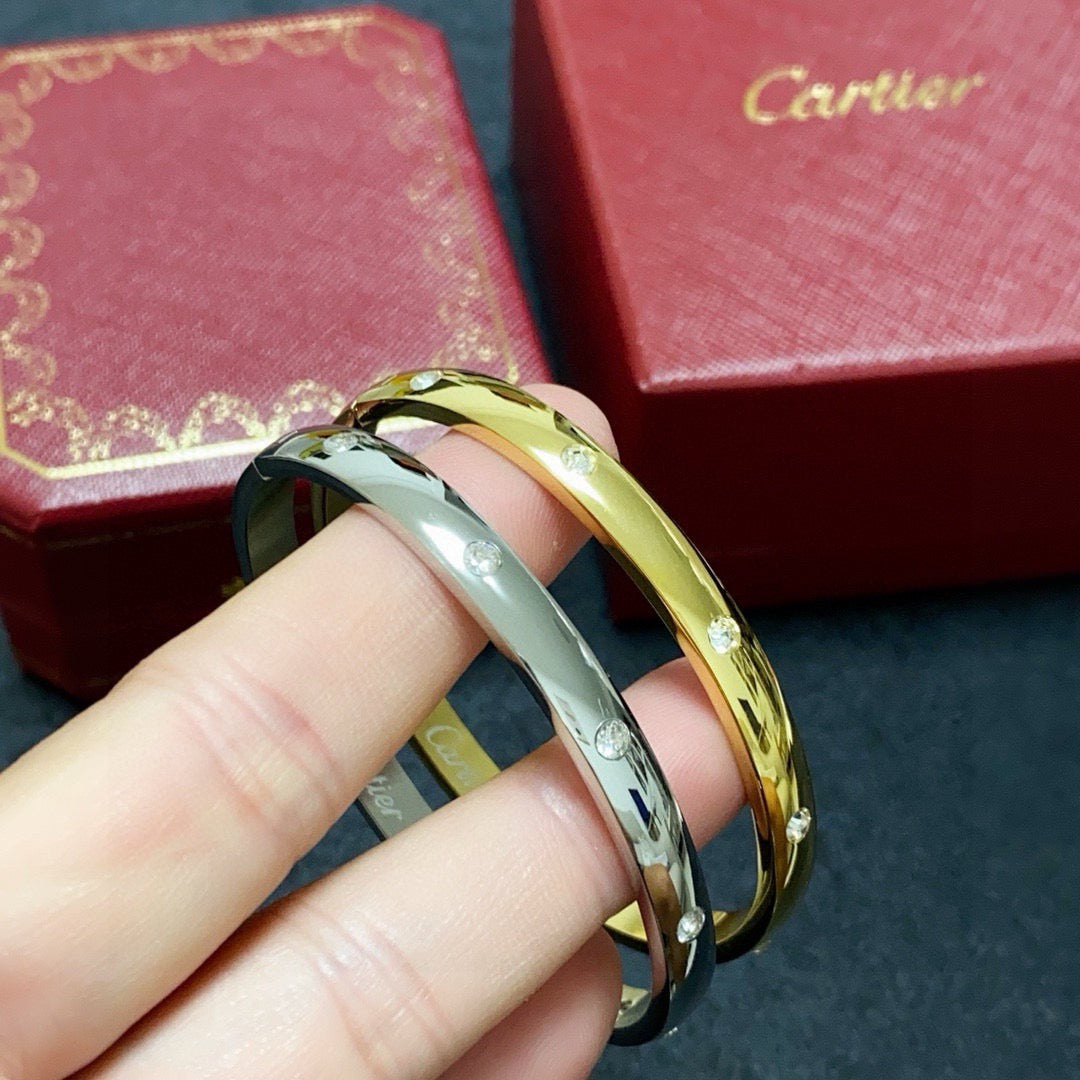 white crystal crystal inlaid Bangle for women - alternate angle view 9