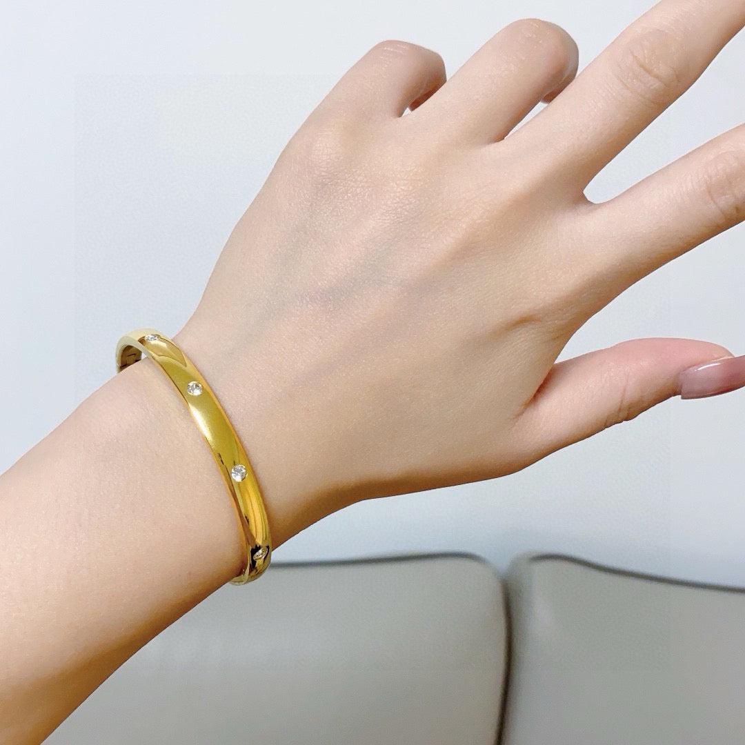 white crystal crystal inlaid Bangle for women - alternate angle view 2
