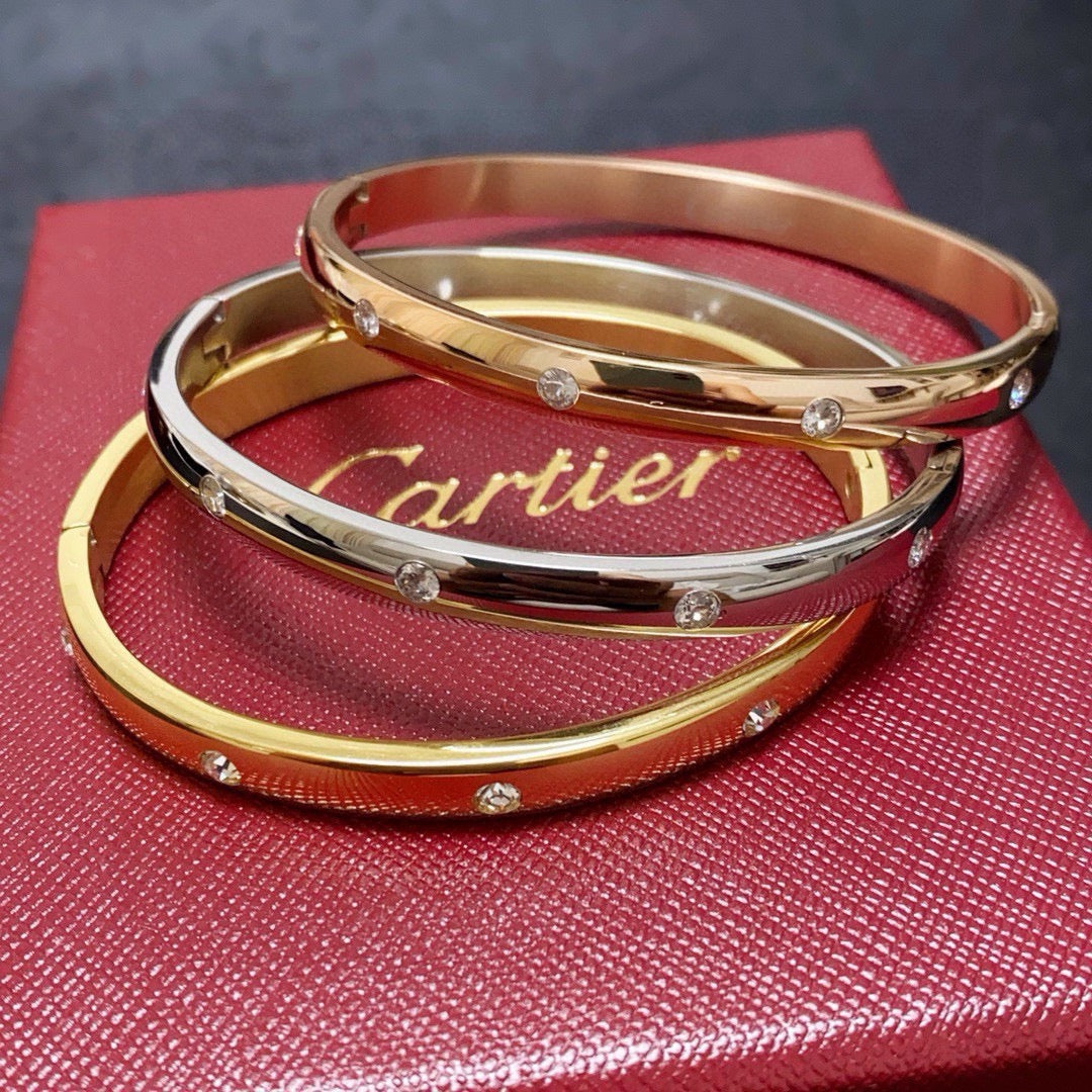 white crystal crystal inlaid Bangle for women - product detail view