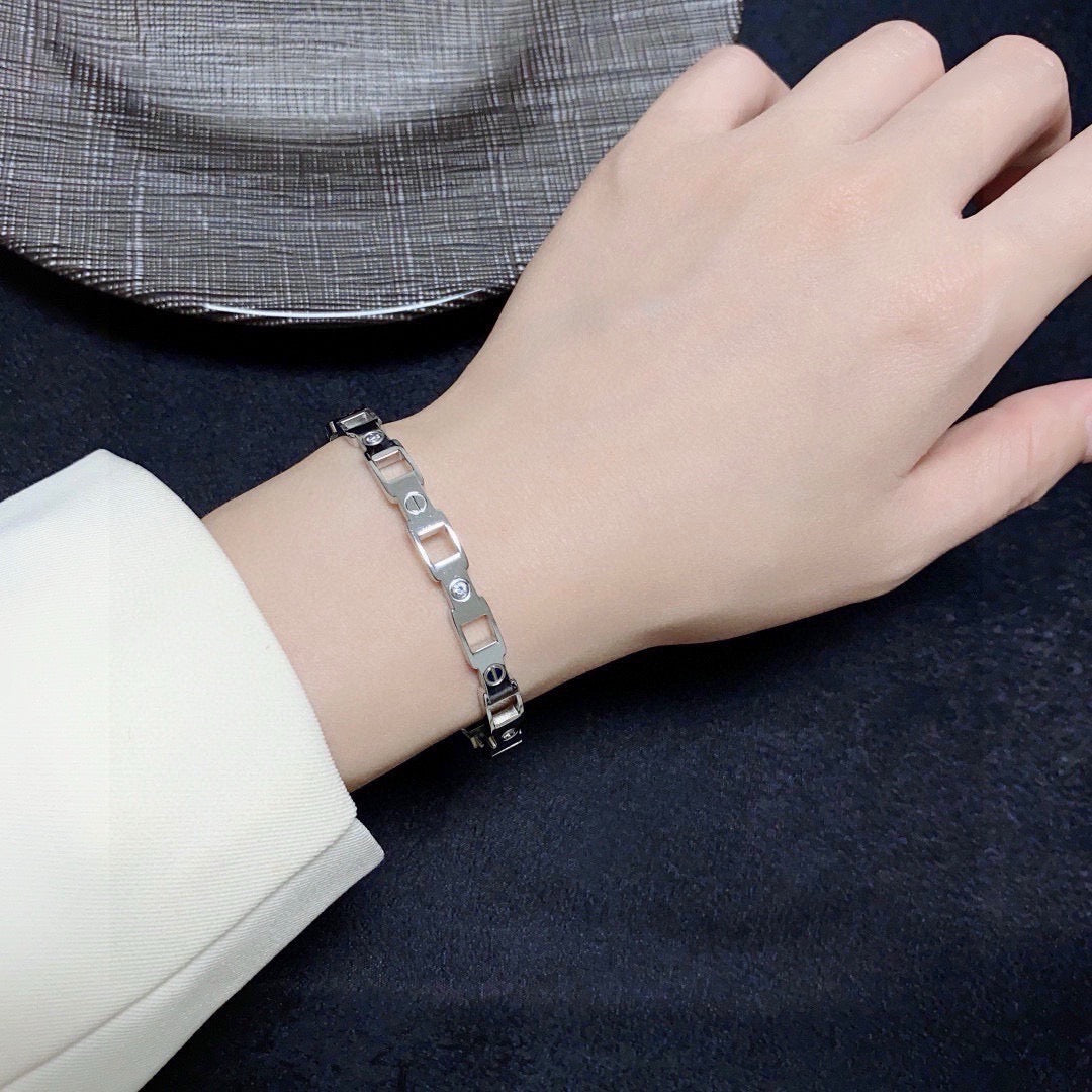 white delicate Bangle for women - alternate angle view 2