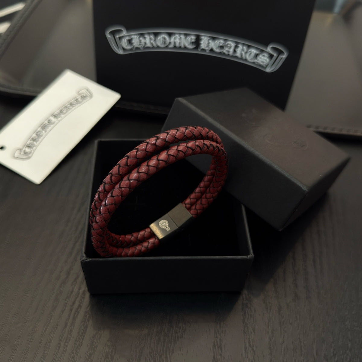 antique leather cross Bangle for women - alternate angle view 3