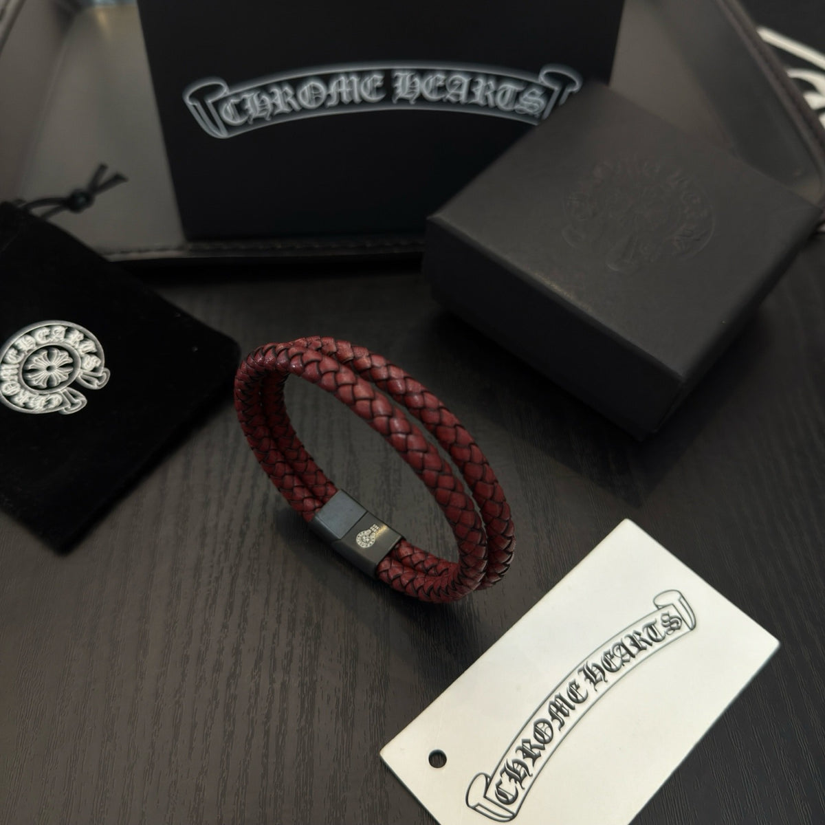 antique leather cross Bangle for women - alternate angle view 7