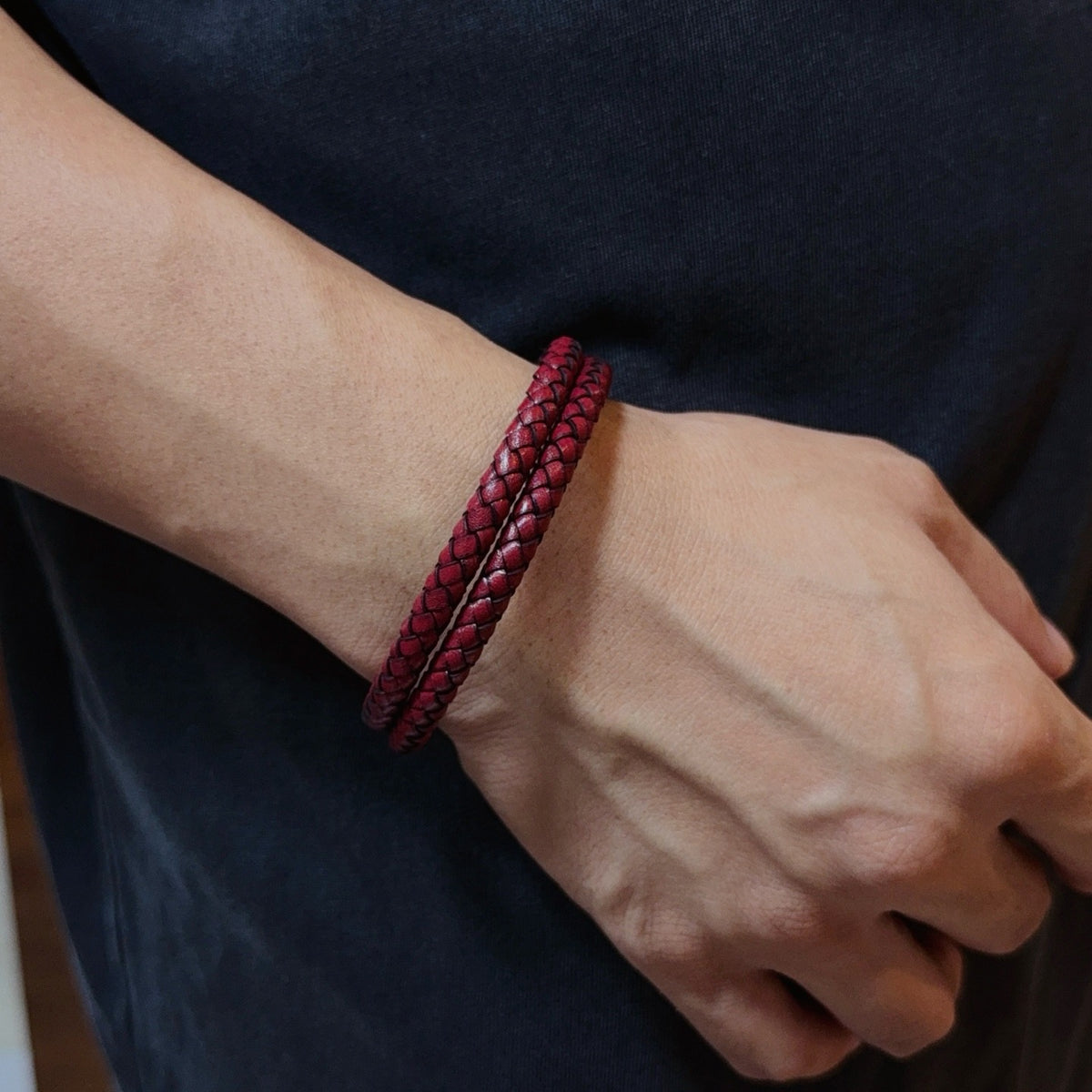 antique leather cross Bangle for women - alternate angle view 9