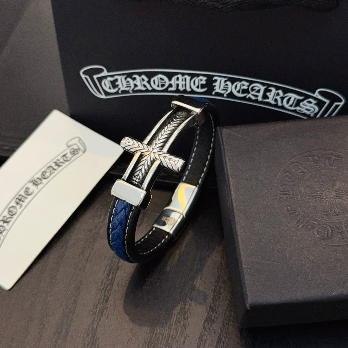 antique leather cross Bracelet for women - alternate angle view 6