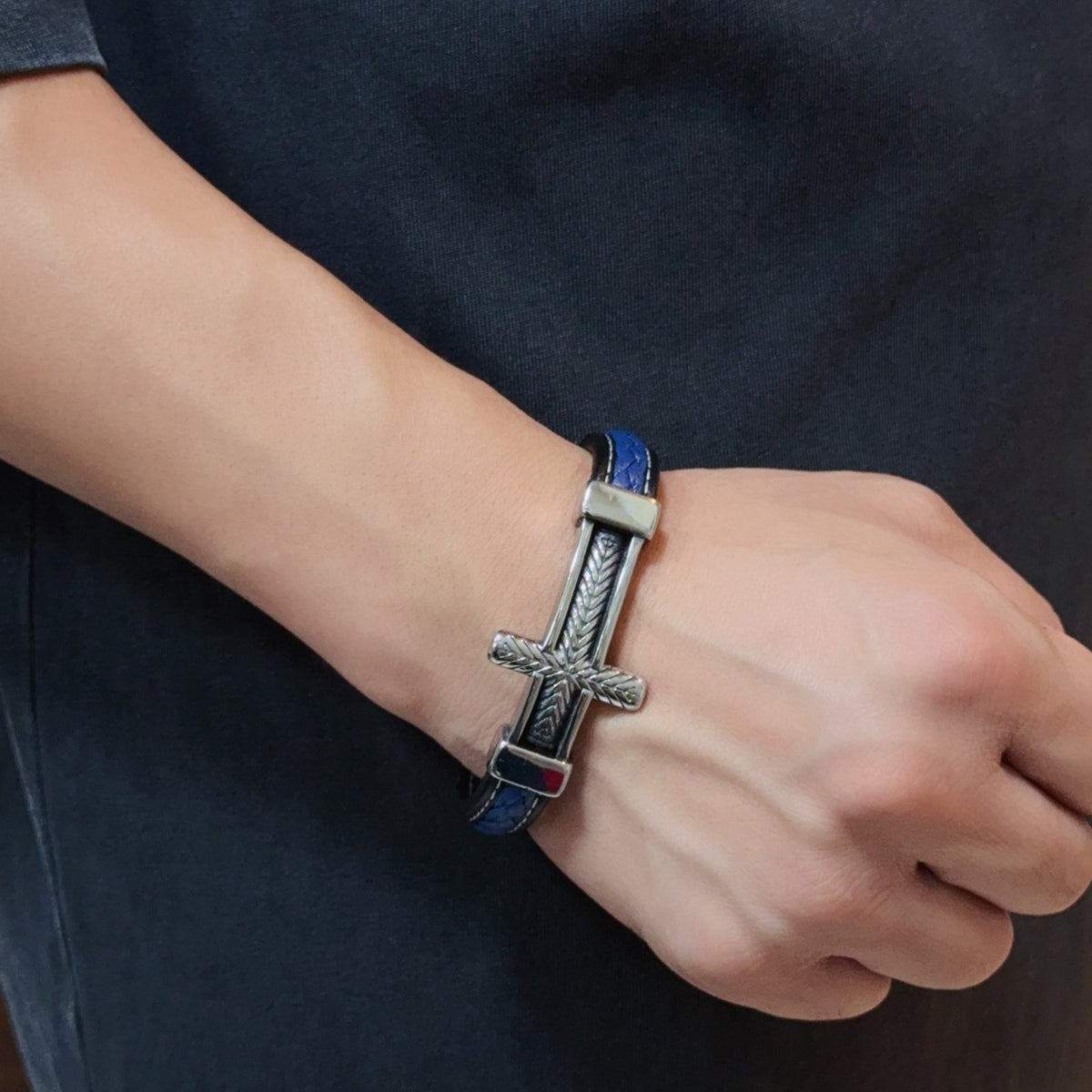 antique leather cross Bracelet for women - alternate angle view 10