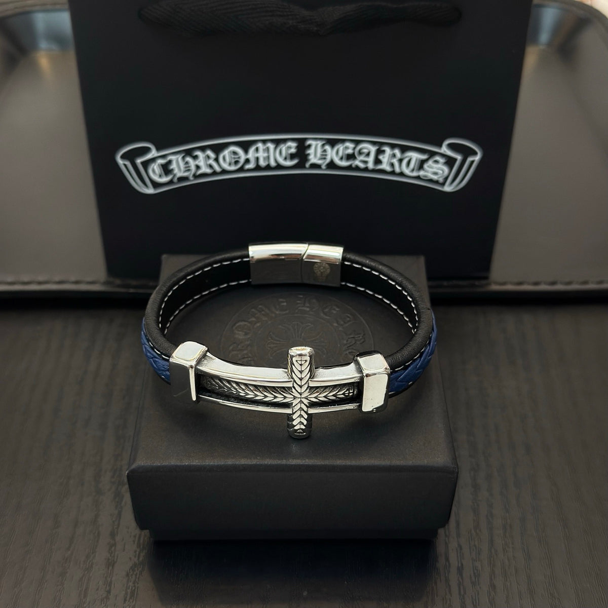 antique leather cross Bracelet for women - alternate angle view 2