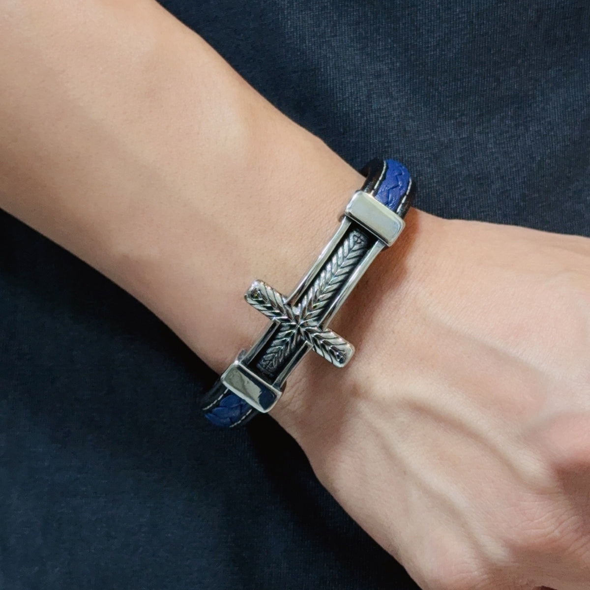 antique leather cross Bracelet for women - alternate angle view 9
