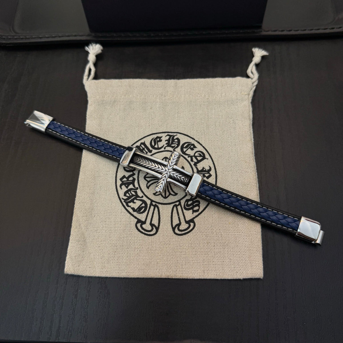 antique leather cross Bracelet for women - alternate angle view 8