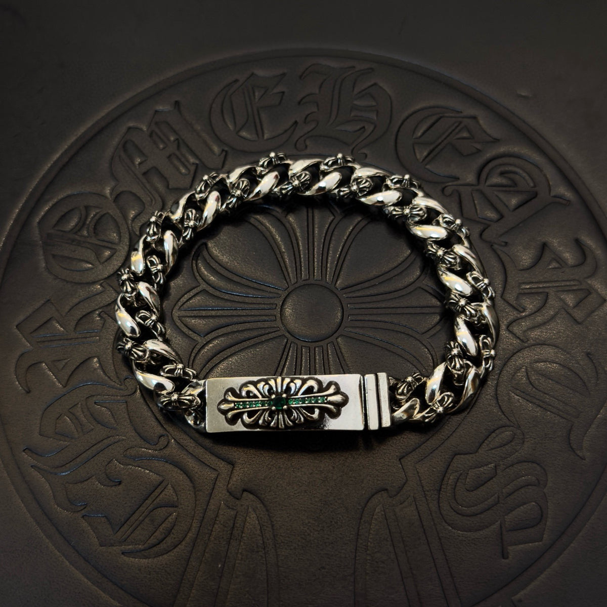 antique crystal cross Bracelet for men - alternate angle view 2