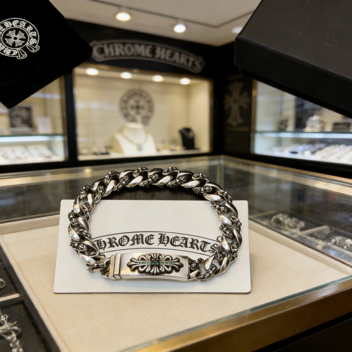 antique crystal cross Bracelet for men - product detail view
