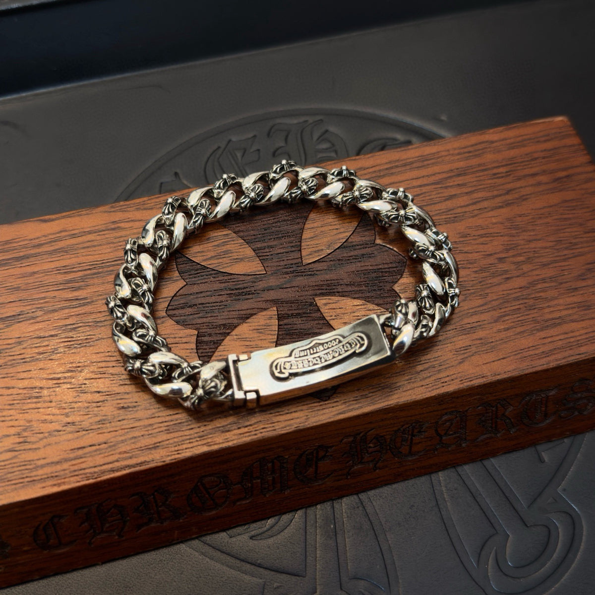 antique crystal cross Bracelet for men - alternate angle view 4