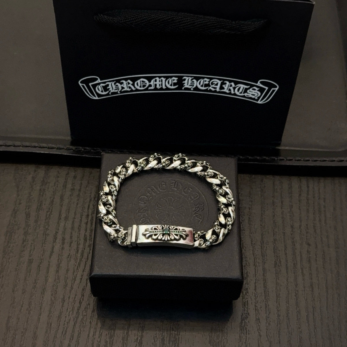 antique crystal cross Bracelet for men - alternate angle view 5