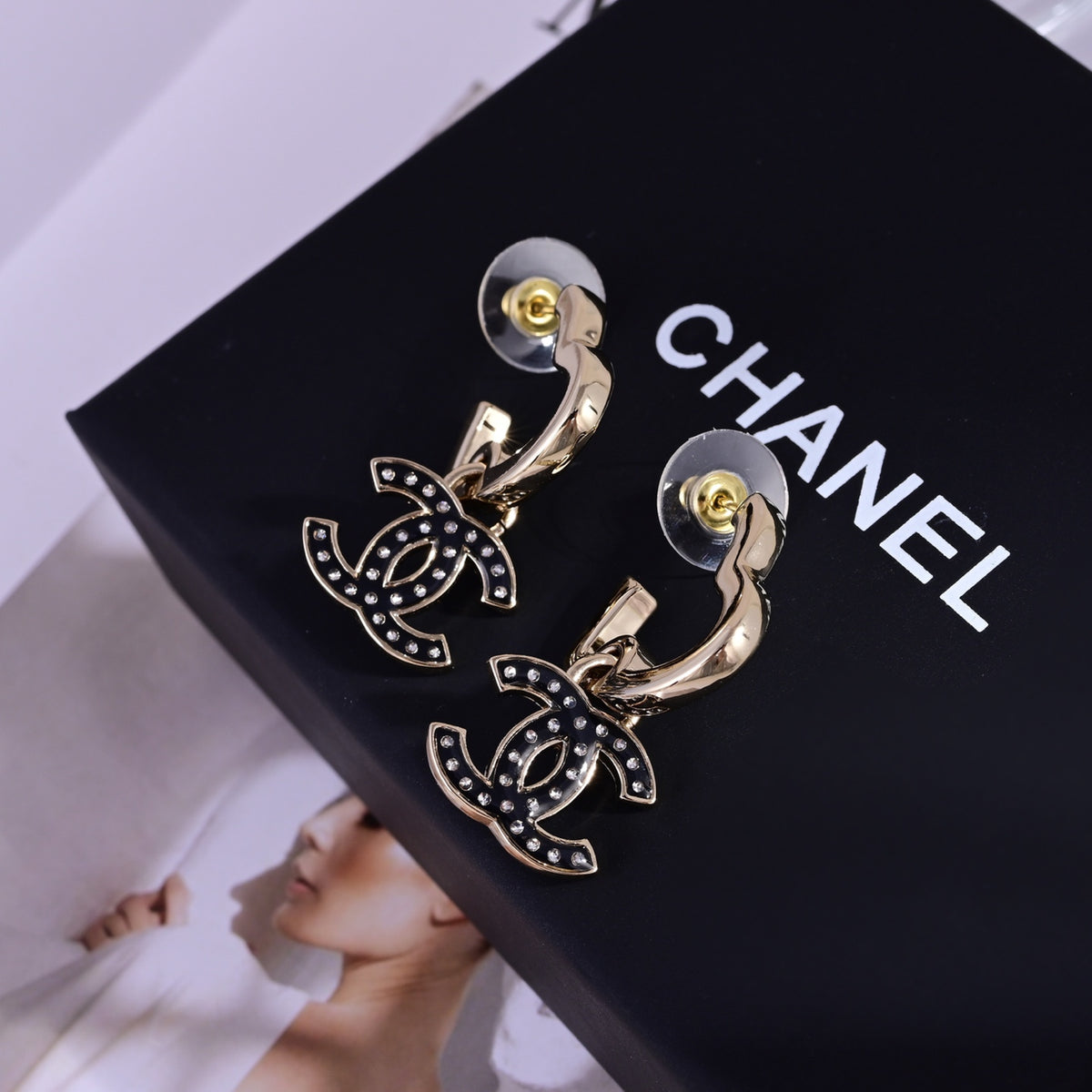 teal leather elegant Drop Earrings for women - product detail view