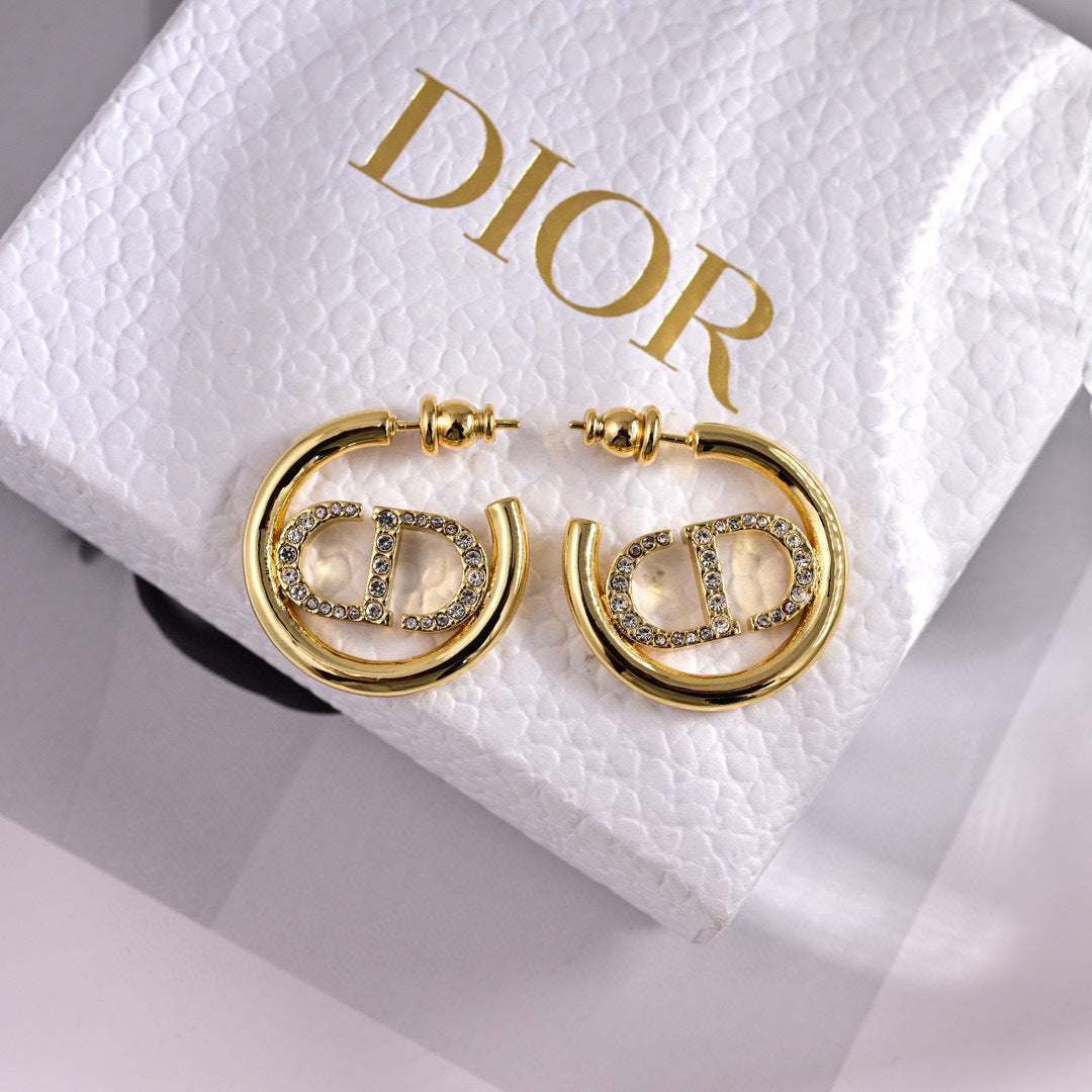 gold metal letter Drop Earrings for women - product detail view