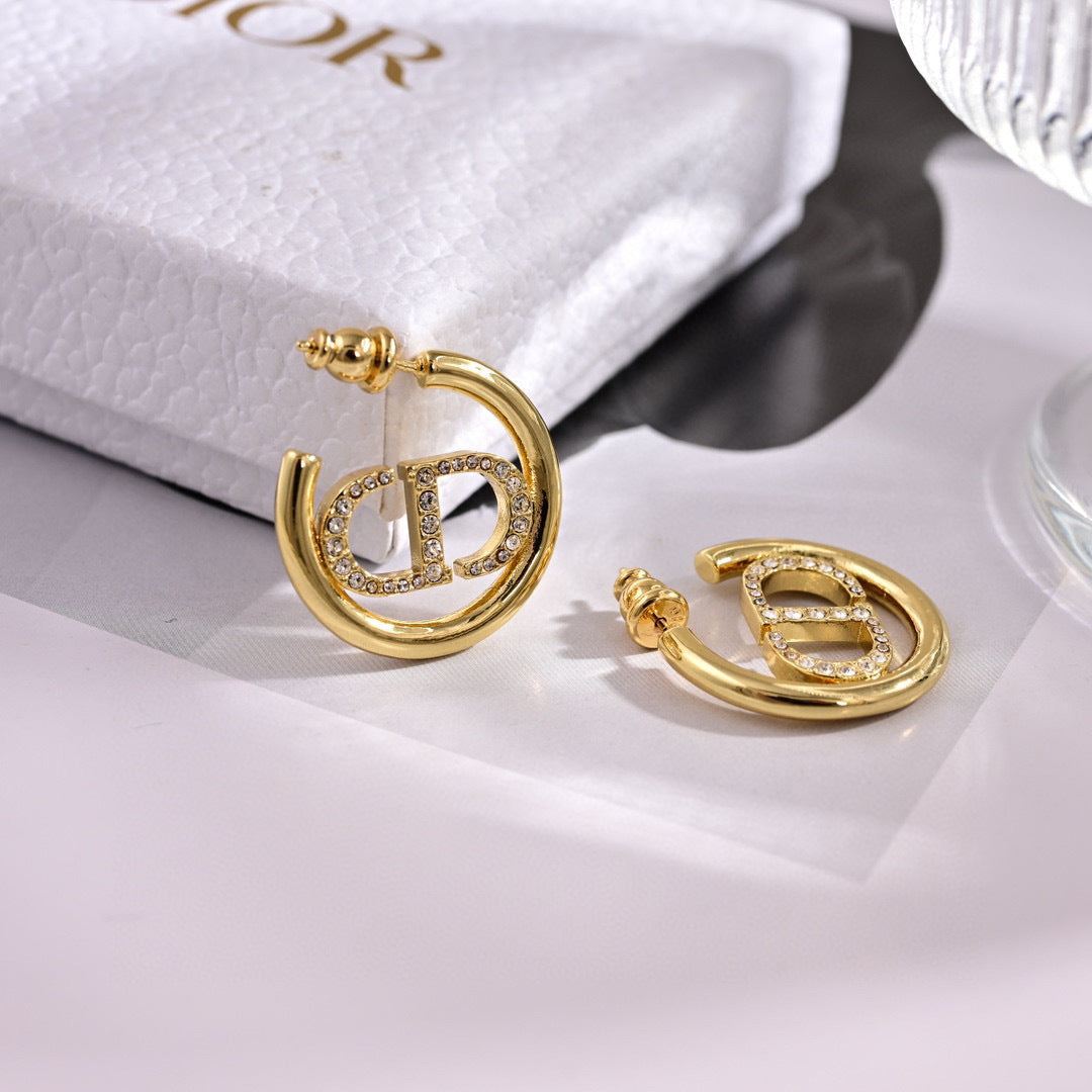 gold metal letter Drop Earrings for women - alternate angle view 4