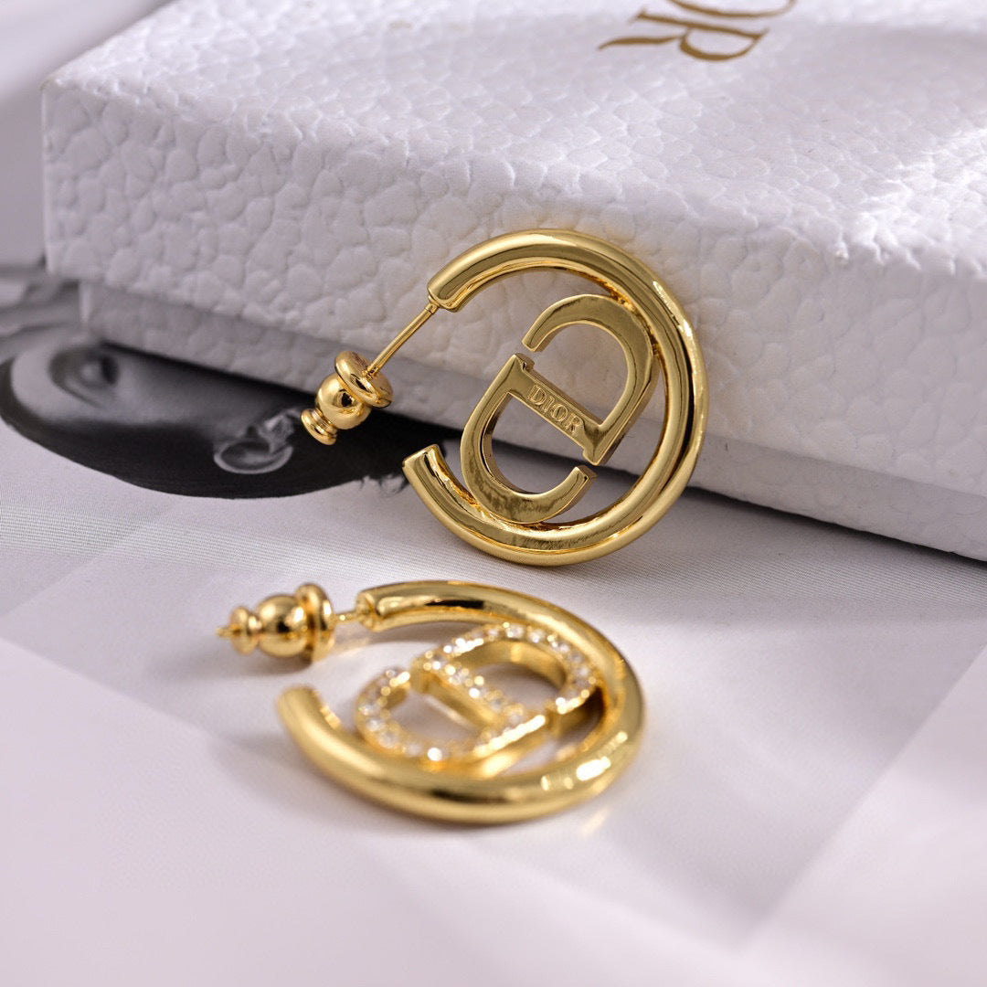 gold metal letter Drop Earrings for women - alternate angle view 2