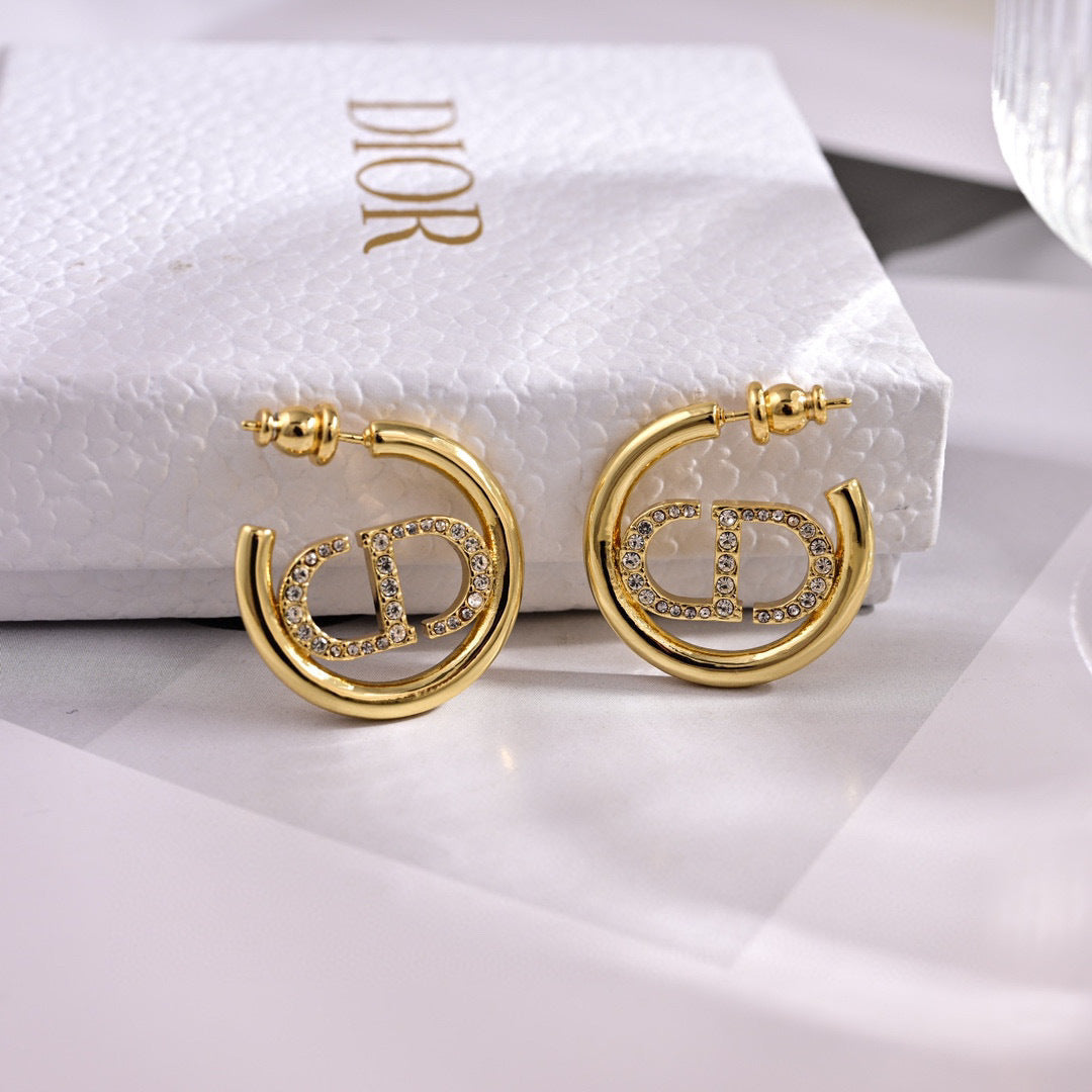gold metal letter Drop Earrings for women - alternate angle view 3