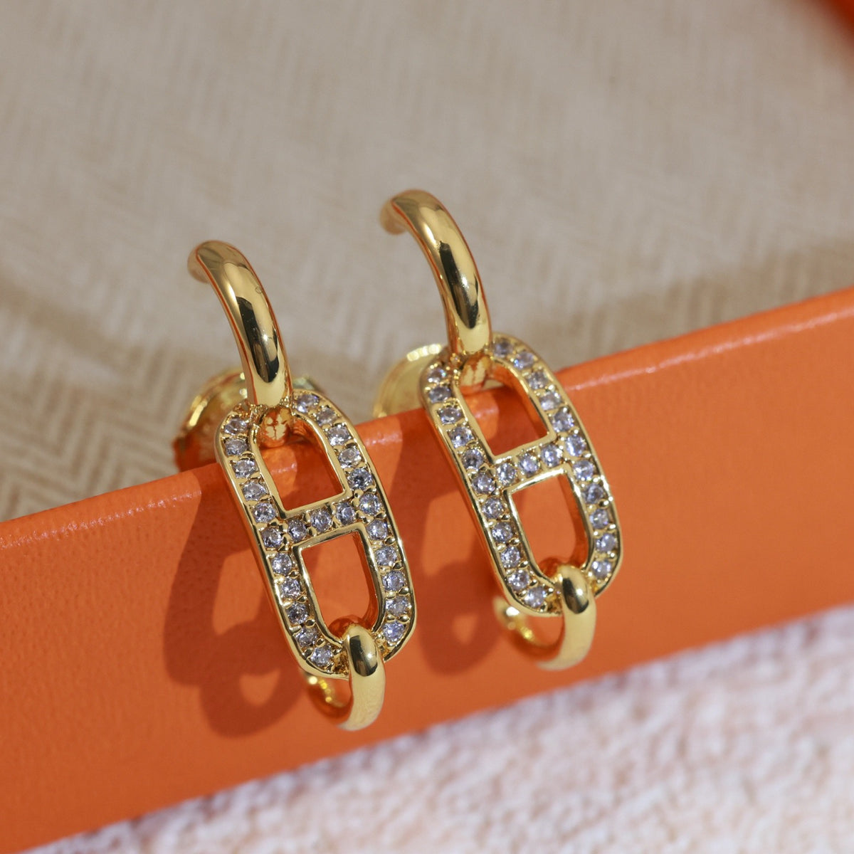 gold 925 sterling silver stylish Stud Earrings for women - alternate angle view 6