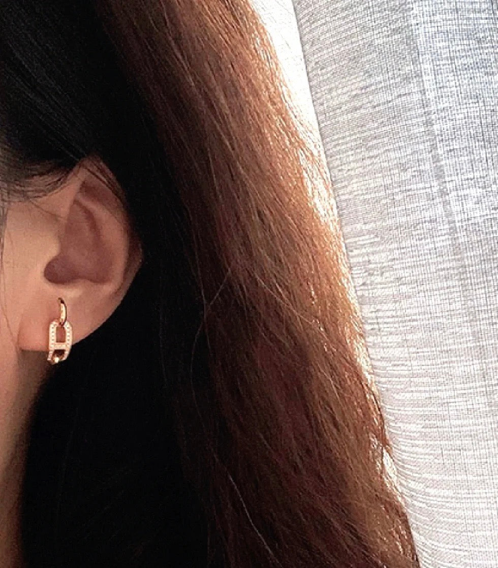gold 925 sterling silver stylish Stud Earrings for women - alternate angle view 2