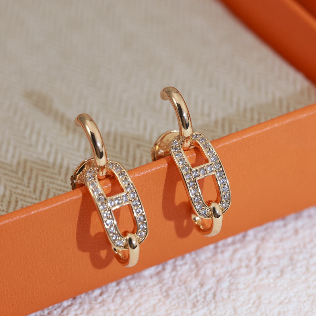 gold 925 sterling silver stylish Stud Earrings for women - alternate angle view 4