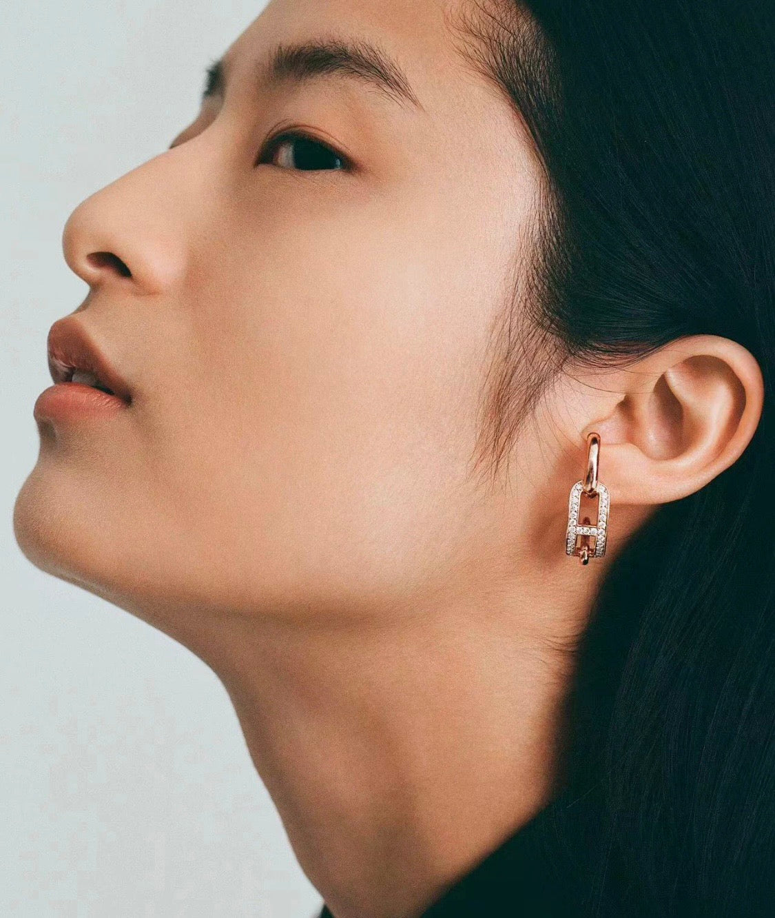 gold 925 sterling silver stylish Stud Earrings for women - alternate angle view 3