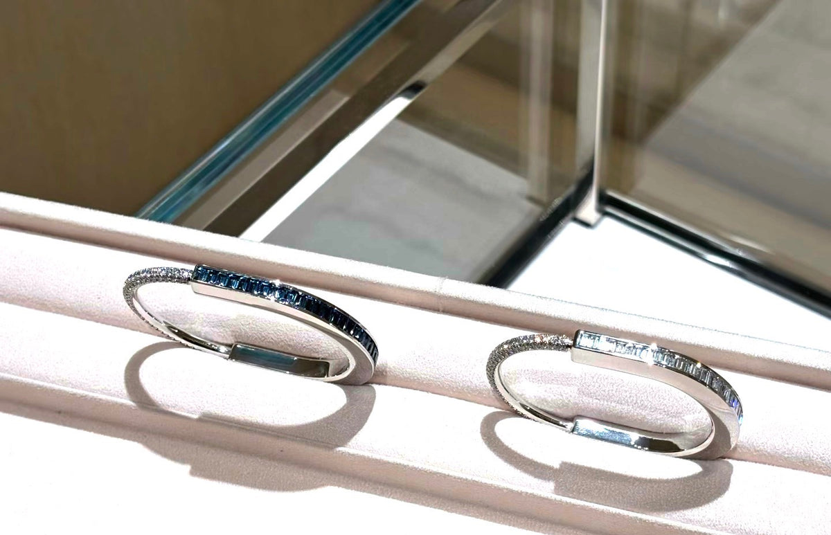two-tone crystal edgy Bangle for women - alternate angle view 5