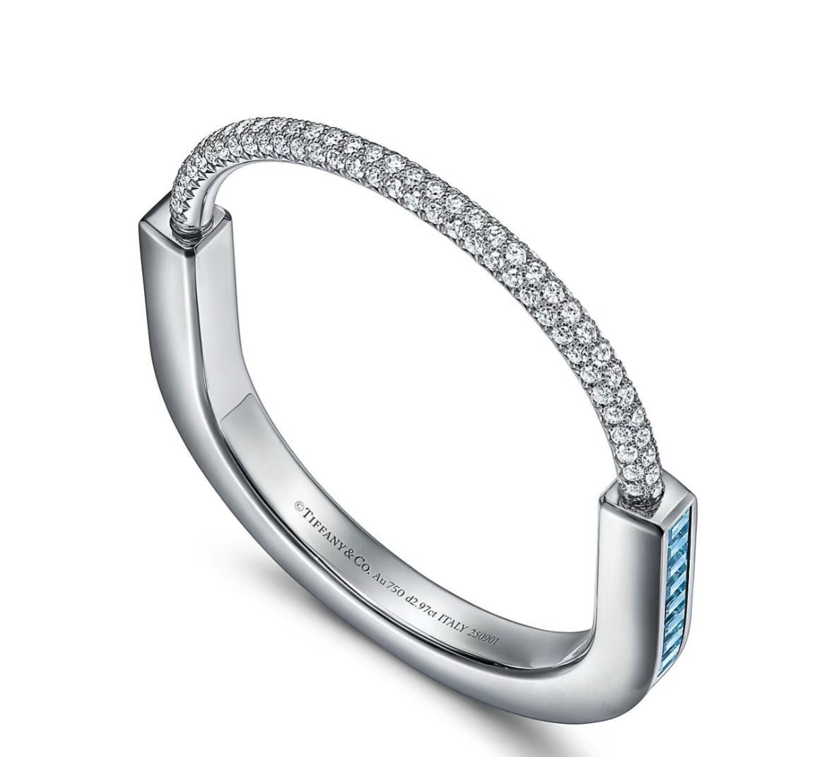 two-tone crystal edgy Bangle for women - alternate angle view 3