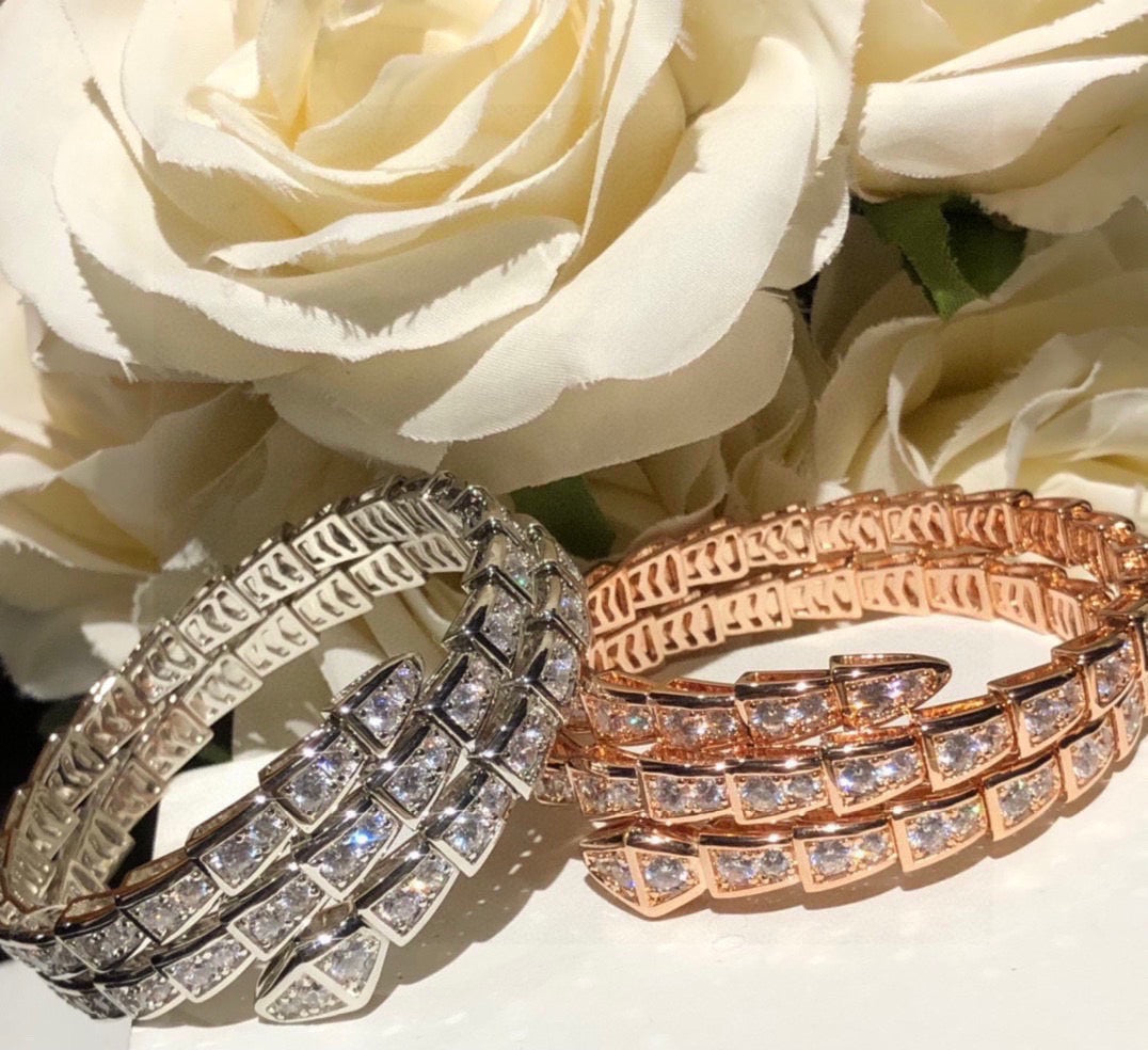 rose gold crystal rose Bangle for women - product detail view