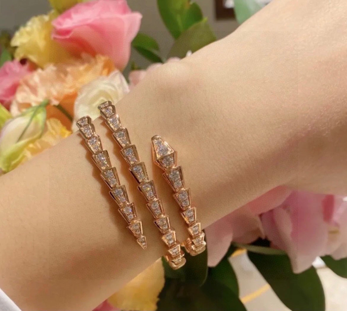rose gold crystal rose Bangle for women - alternate angle view 3