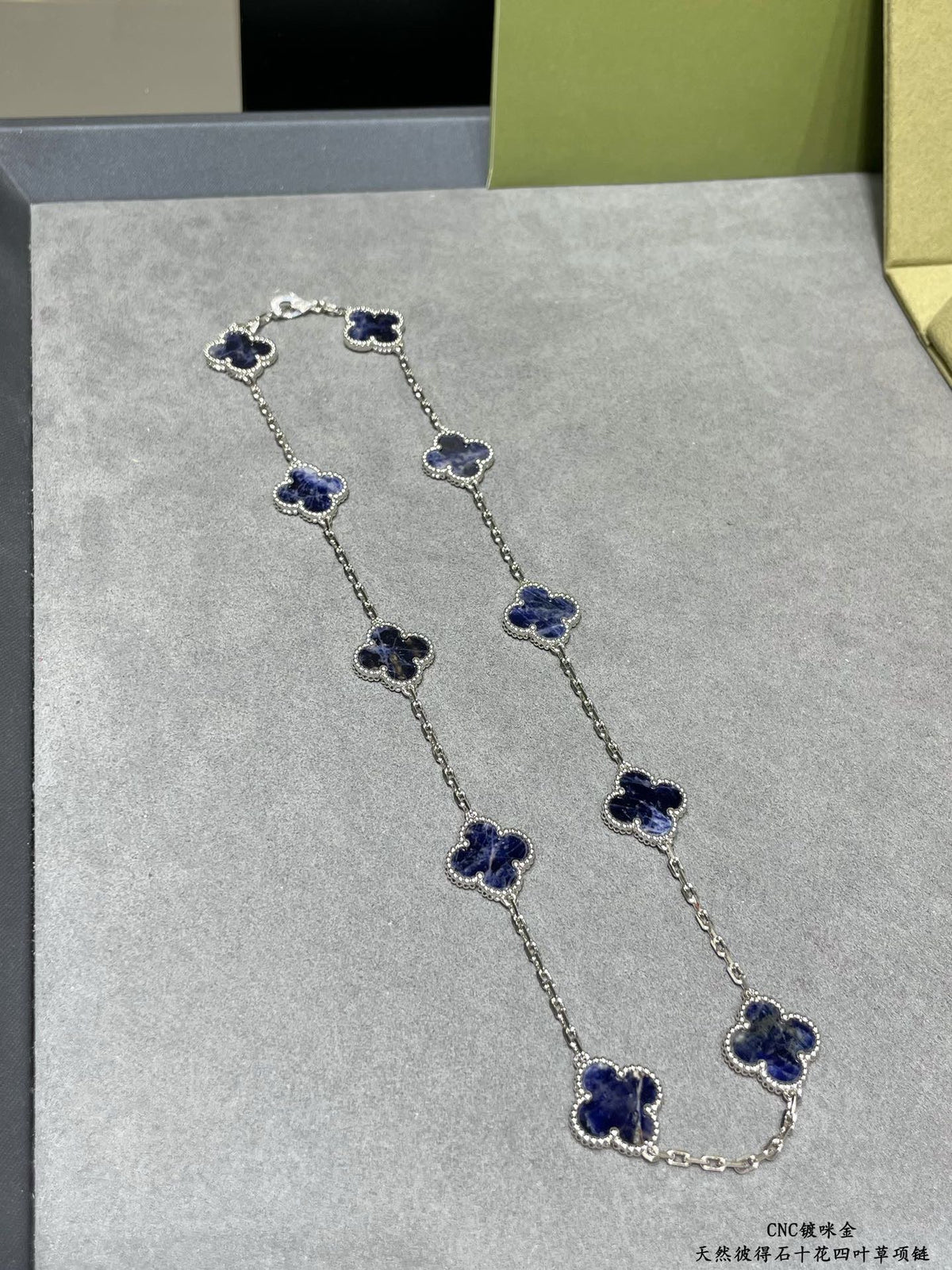 white stone clover Necklace for women - alternate angle view 4