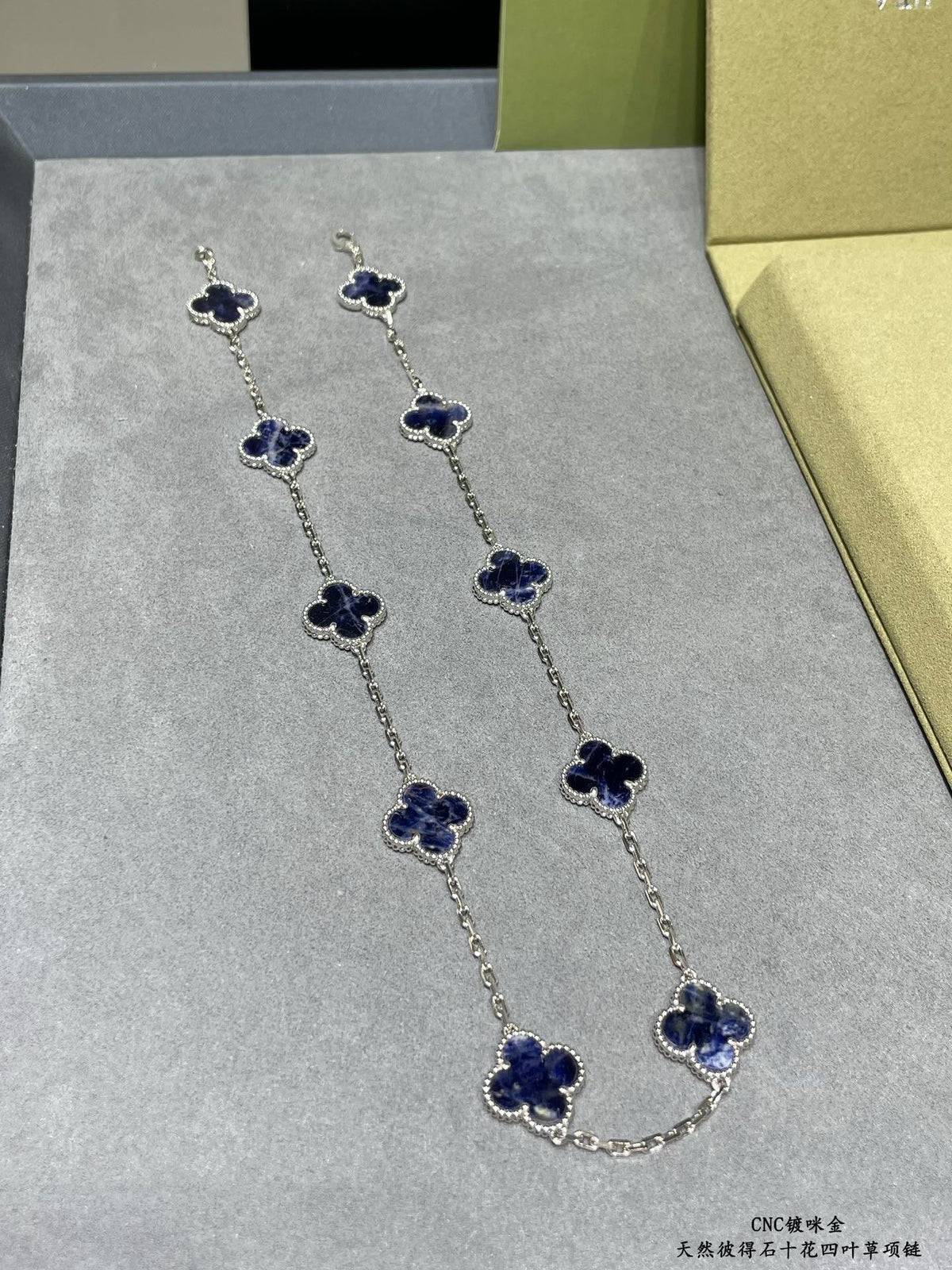 white stone clover Necklace for women - alternate angle view 2