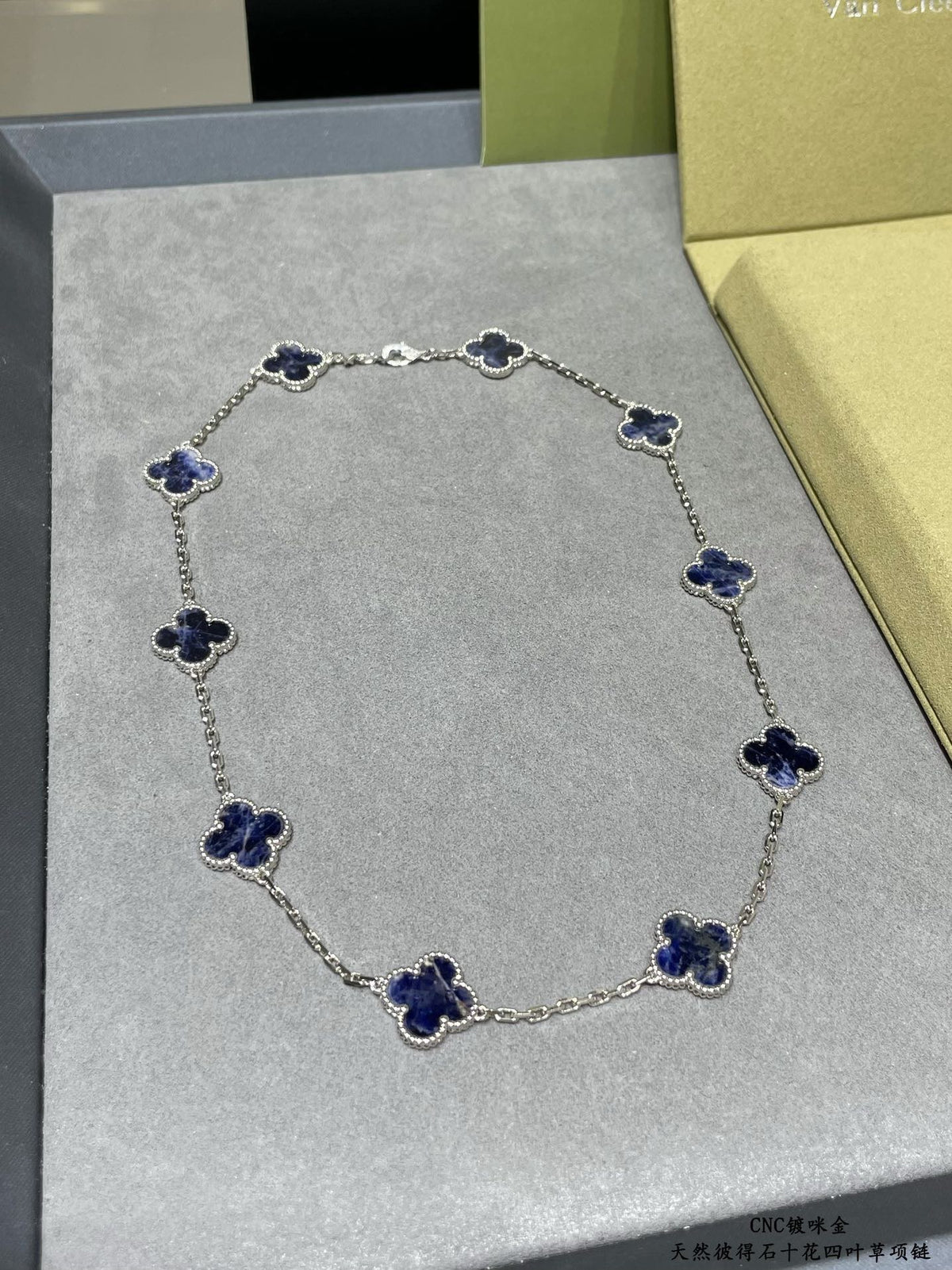 white stone clover Necklace for women - alternate angle view 5