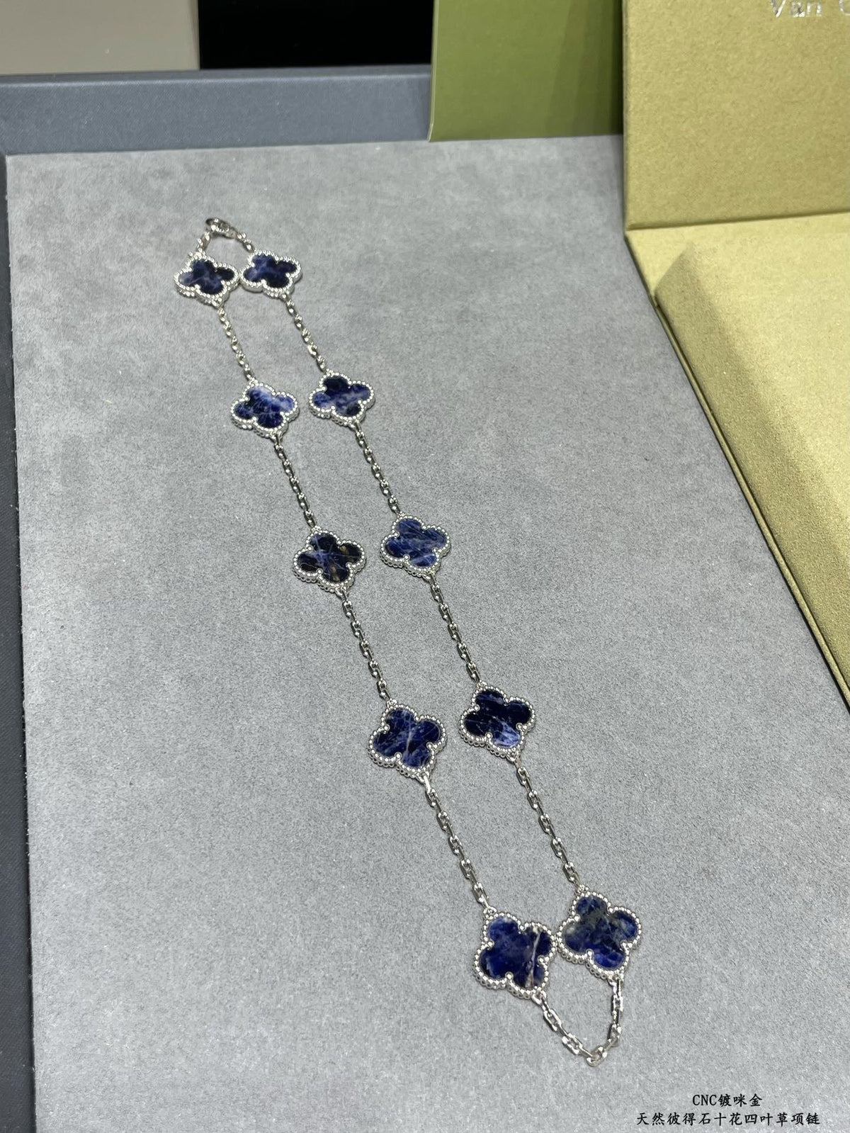 white stone clover Necklace for women - alternate angle view 3