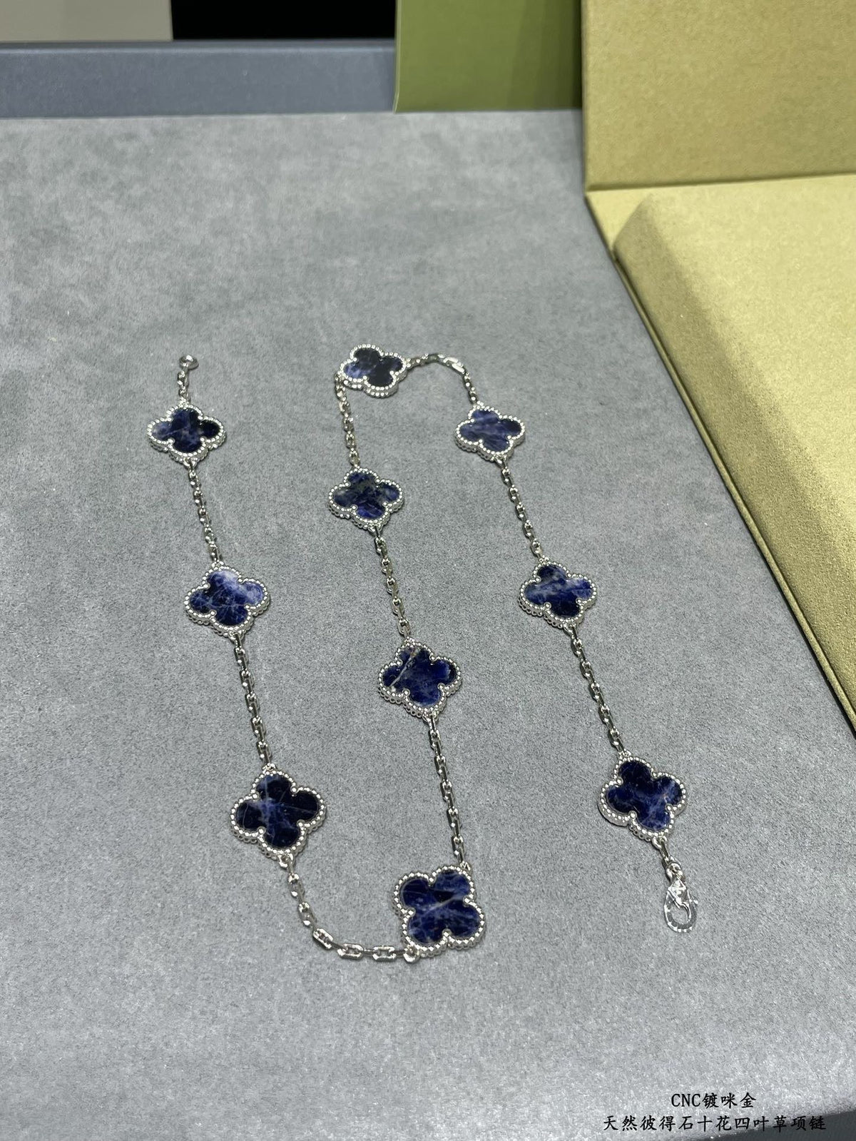 white stone clover Necklace for women - alternate angle view 6
