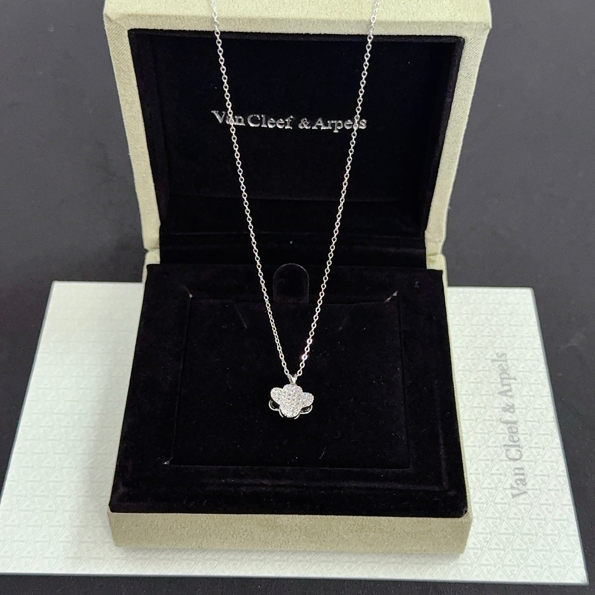 gold crystal clover Necklace for women - alternate angle view 6