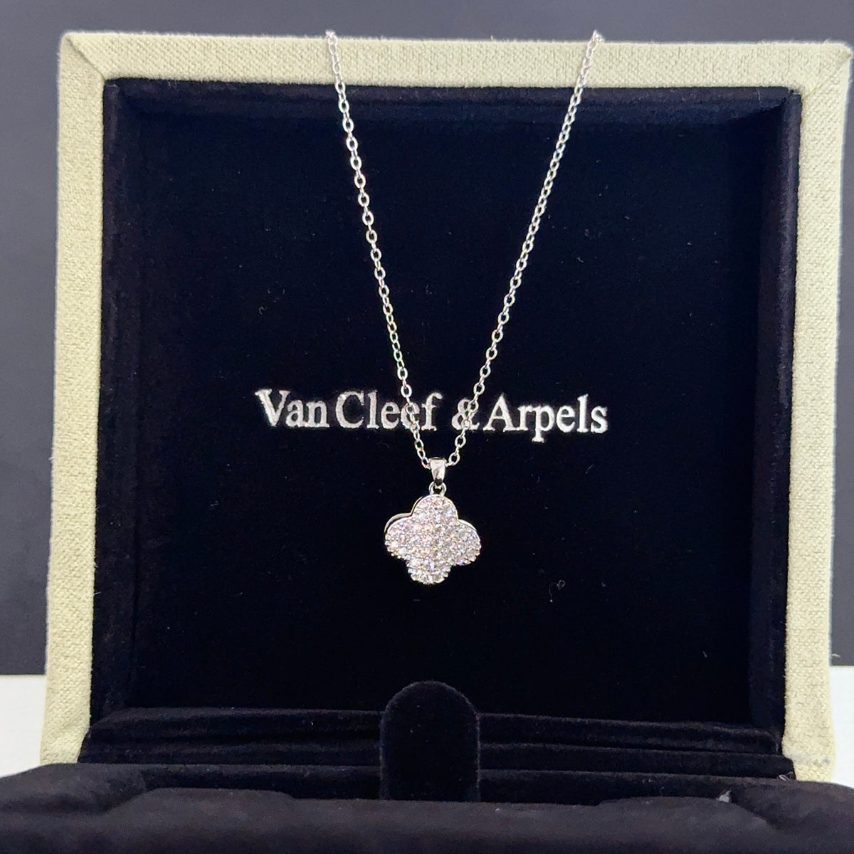 gold crystal clover Necklace for women - alternate angle view 8