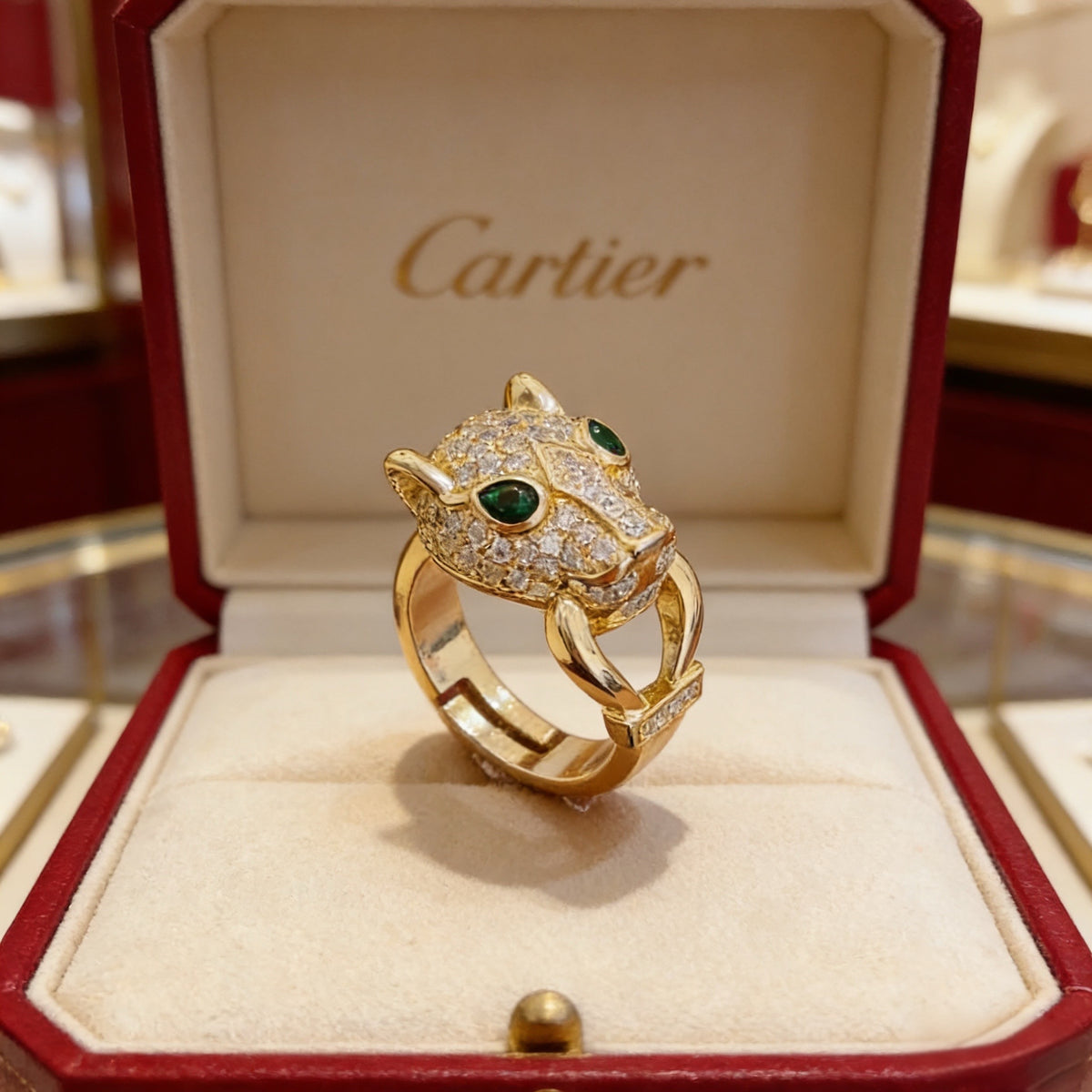 gold crystal floral Ring for men - alternate angle view 2