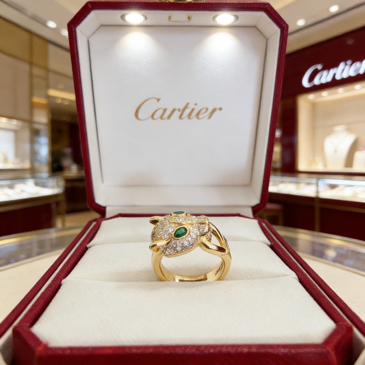 gold crystal floral Ring for men - alternate angle view 4