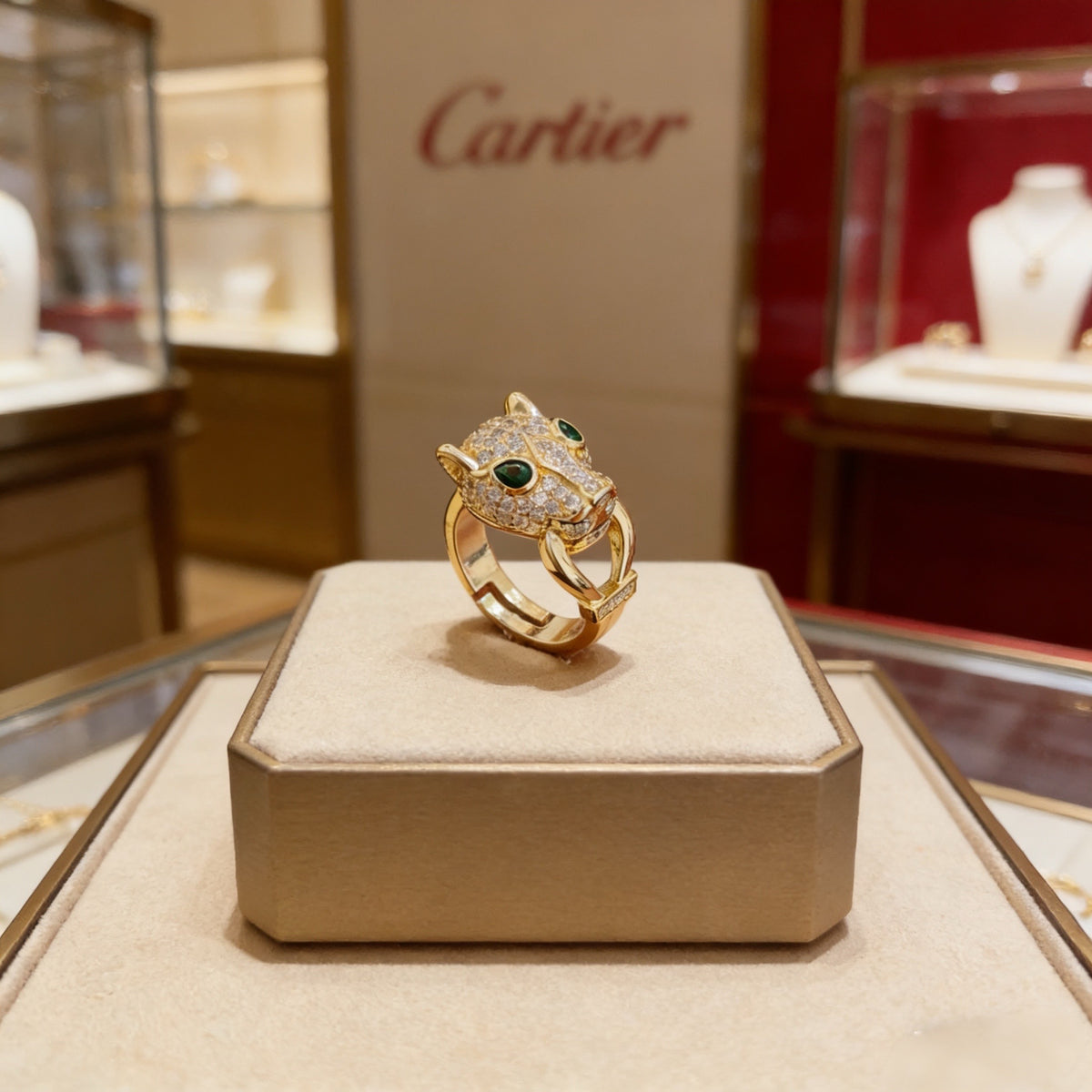 gold crystal floral Ring for men - alternate angle view 5