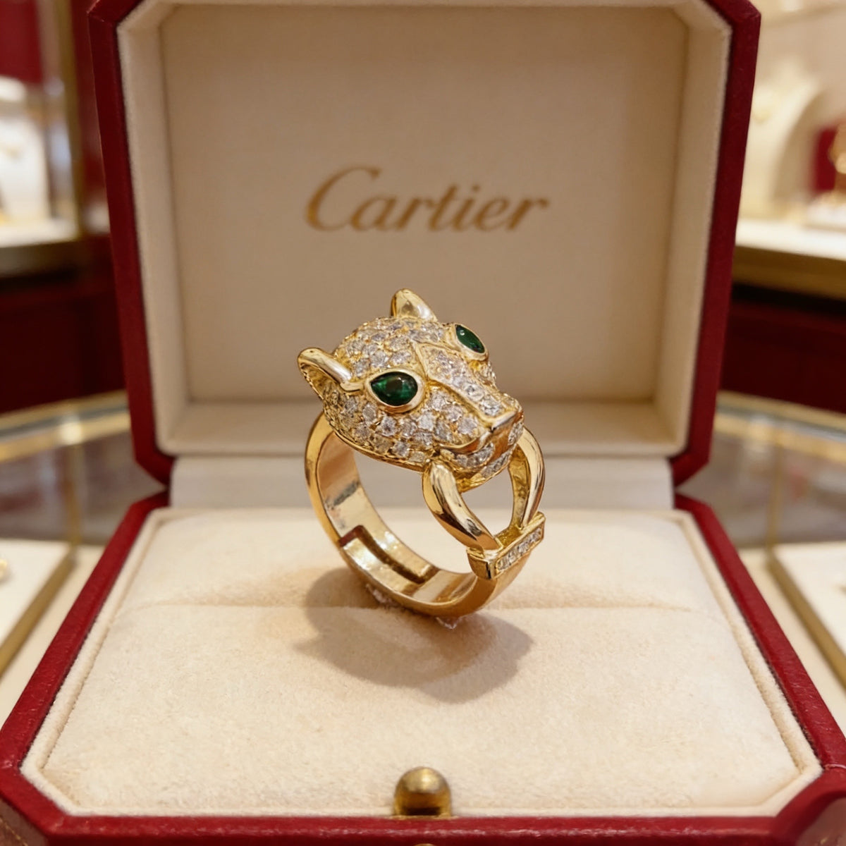 gold crystal floral Ring for men - alternate angle view 6